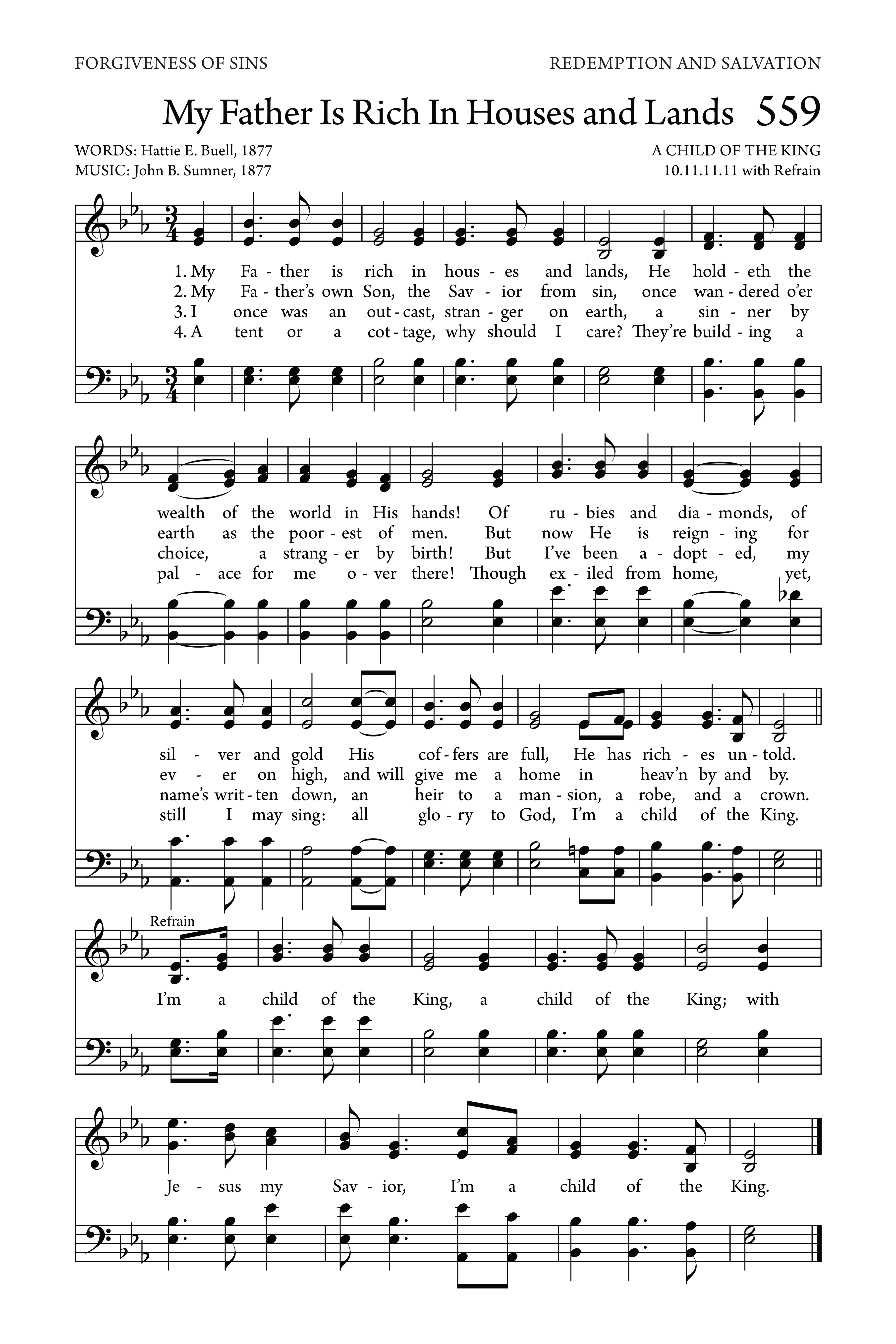 Hymn Sheet for A Child of the King