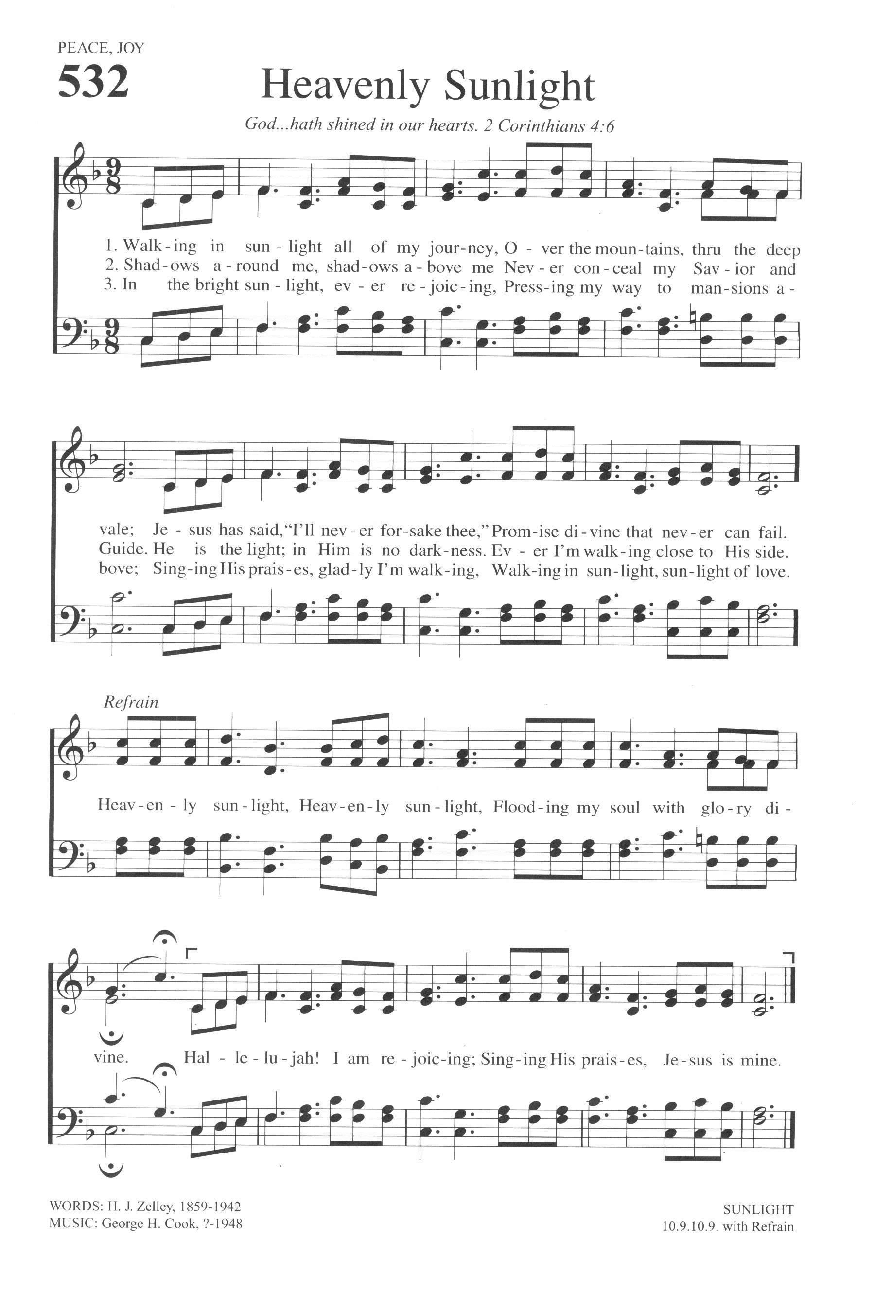 Hymn Sheet for Heavenly Sunlight