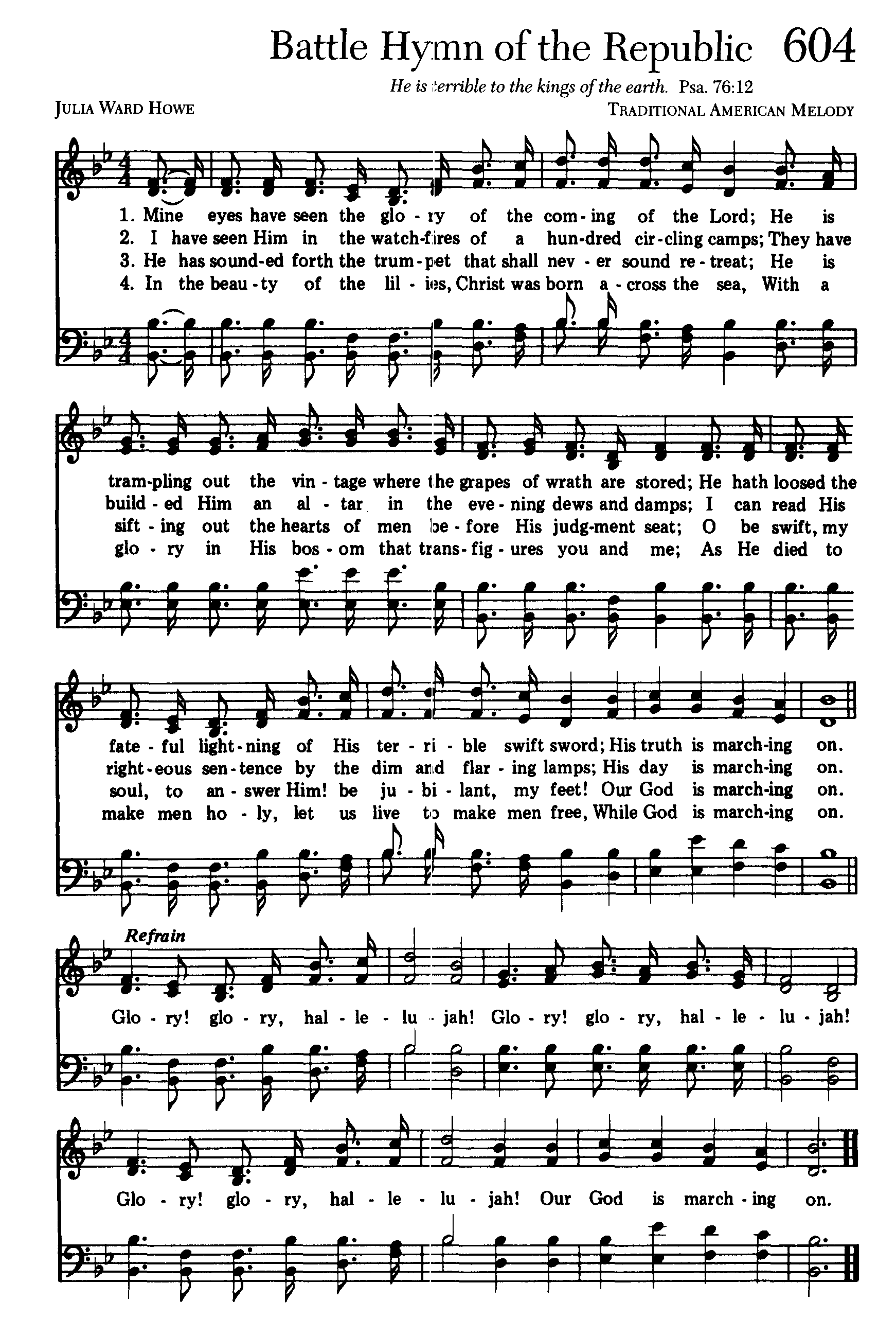 Hymn Sheet for Battle Hymn of the Republic