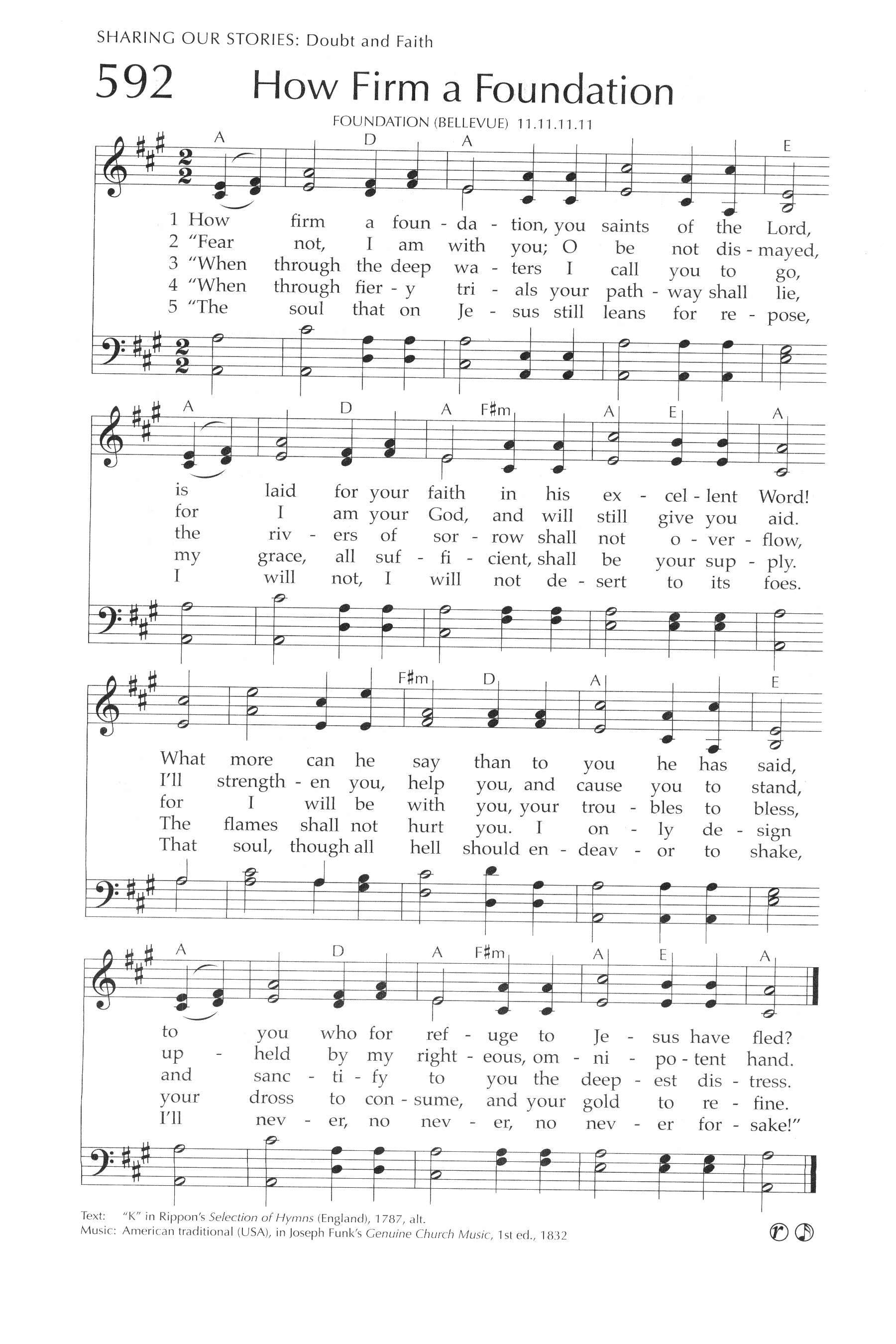 Hymn Sheet for How Firm a Foundation
