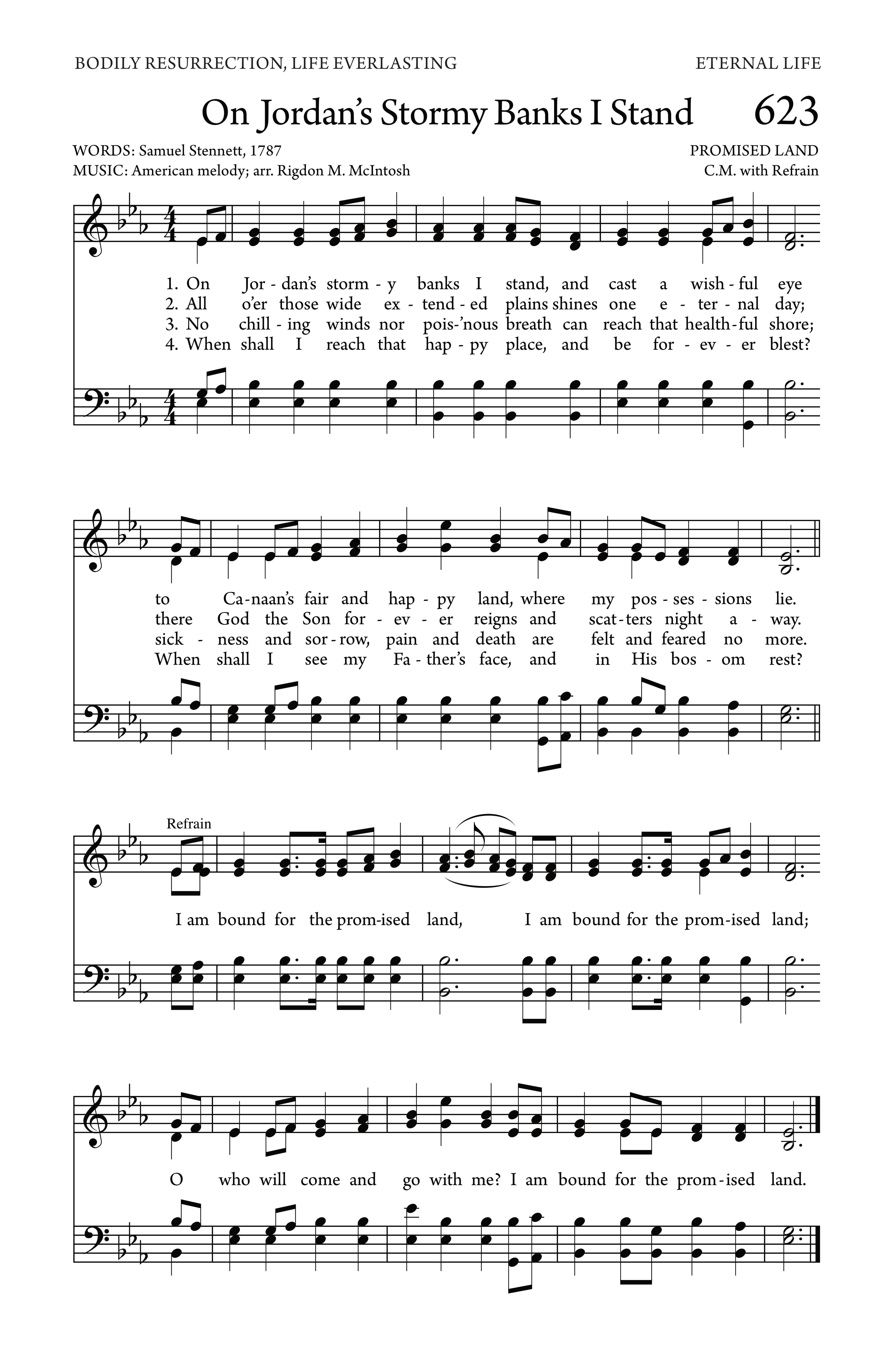 Hymn Sheet for On Jordan's Stormy Banks I Stand