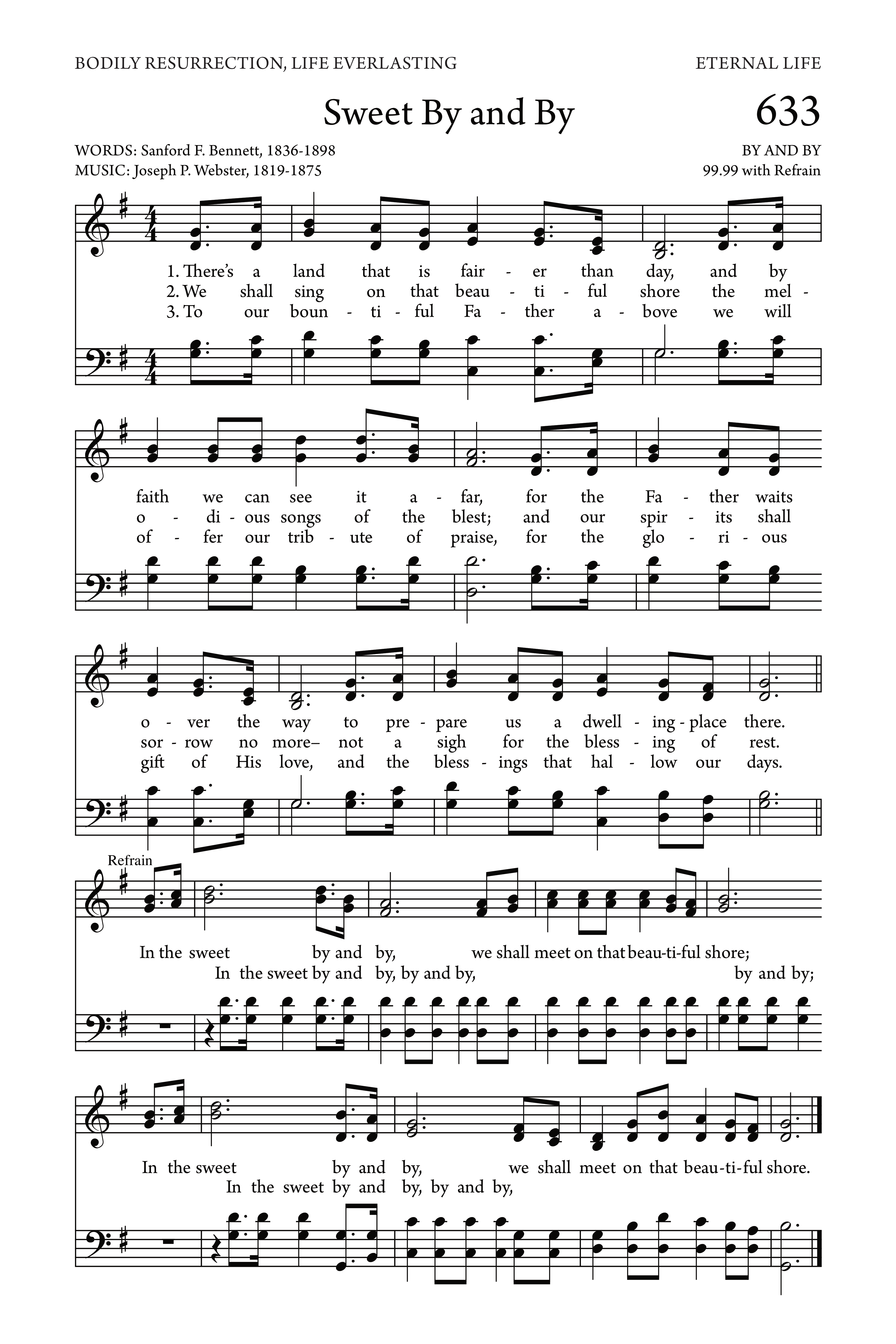 Hymn Sheet for In the Sweet By and By