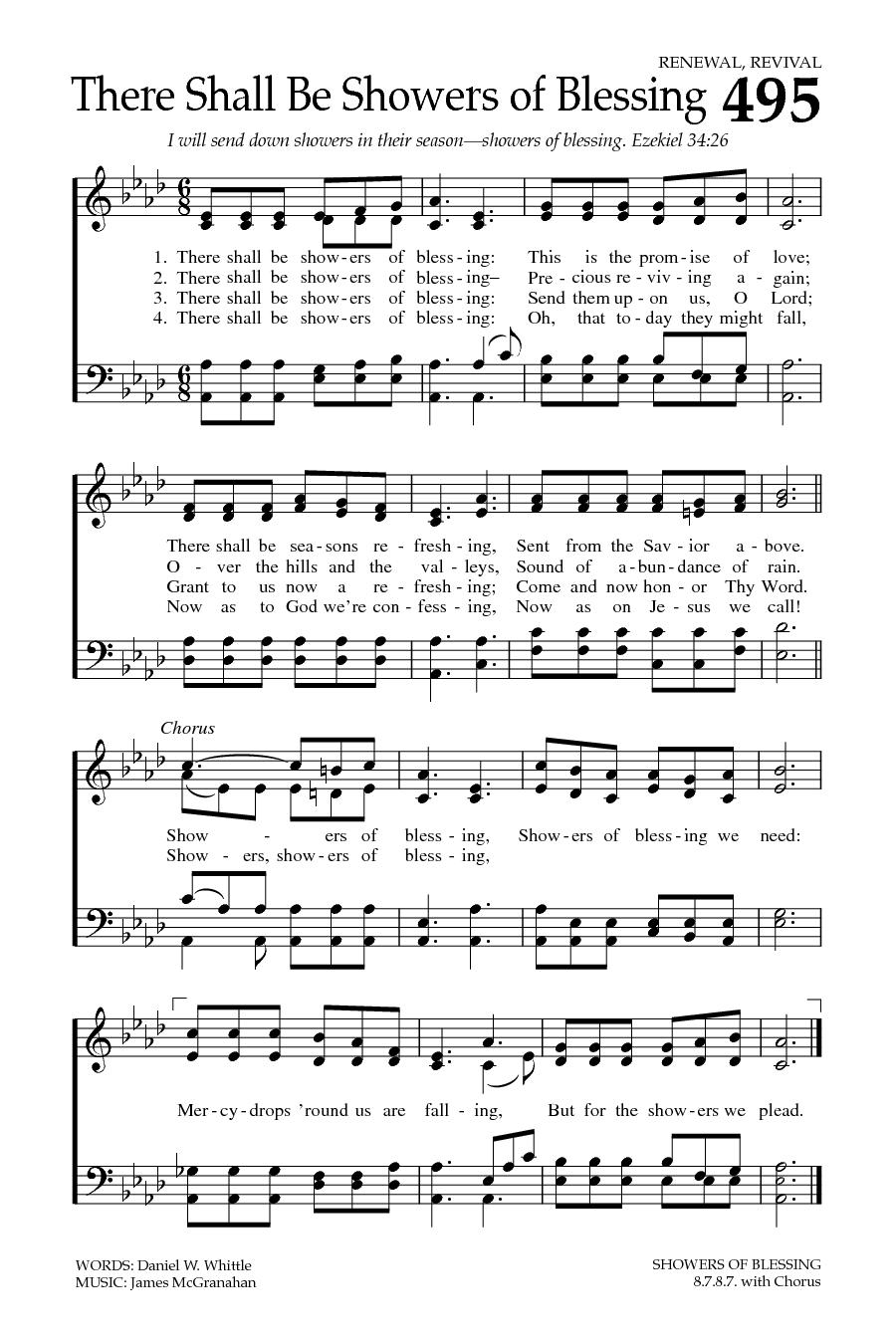 Hymn Sheet for There Shall Be Showers of Blessing