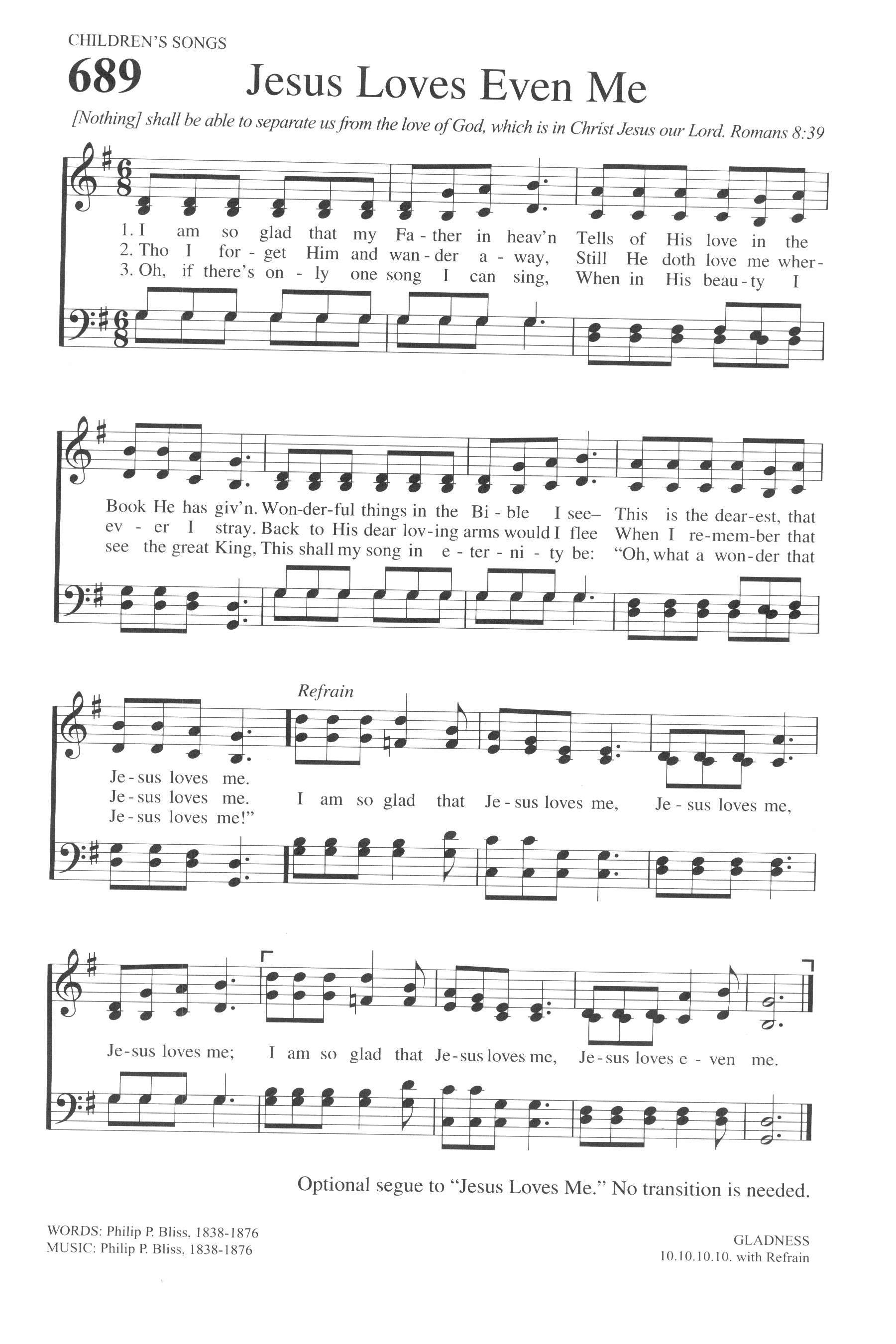 Hymn Sheet for Jesus Loves Even Me