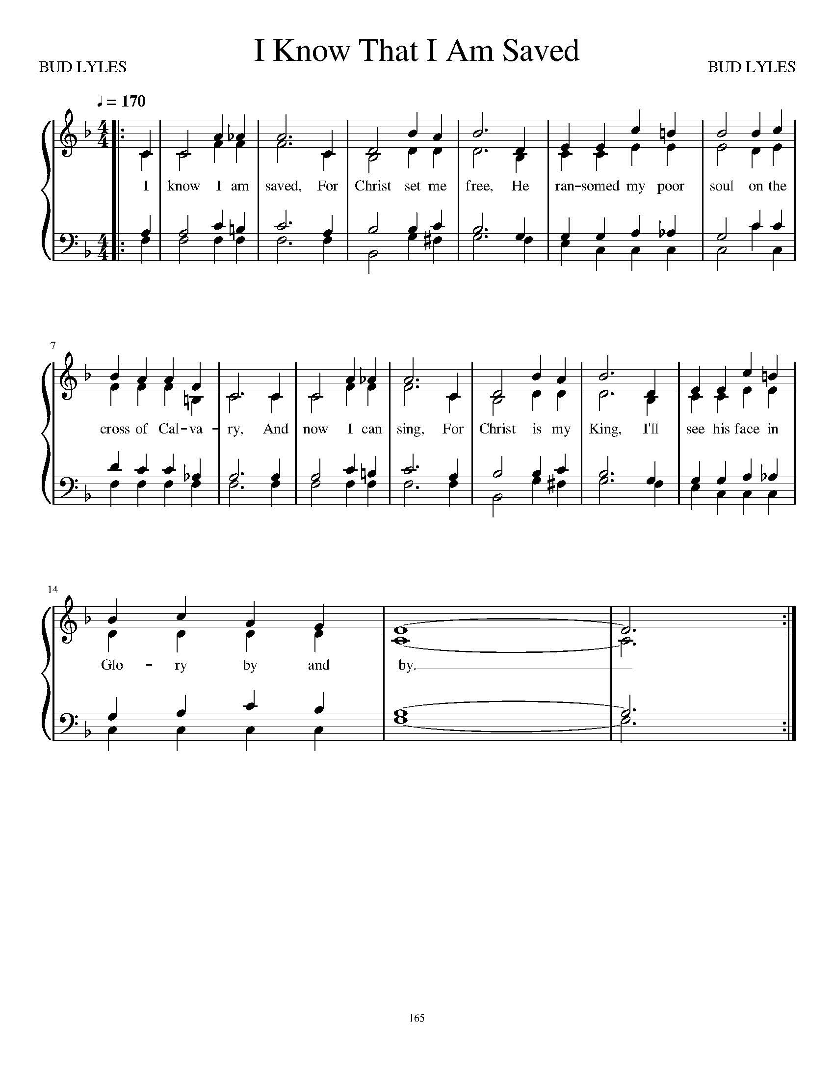 Hymn Sheet for I Know I am Saved
