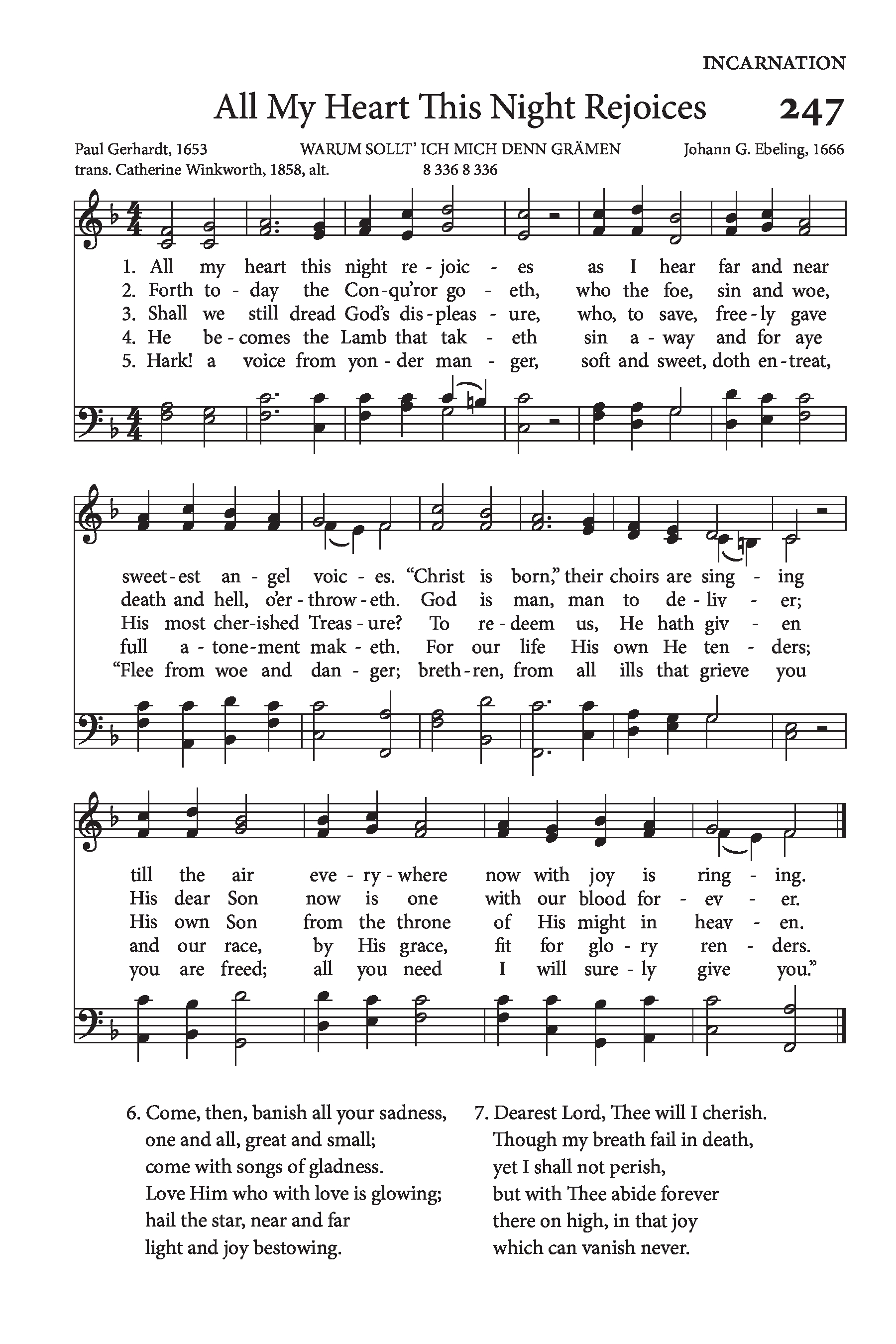 Hymn Sheet for All My Heart This Night Rejoices