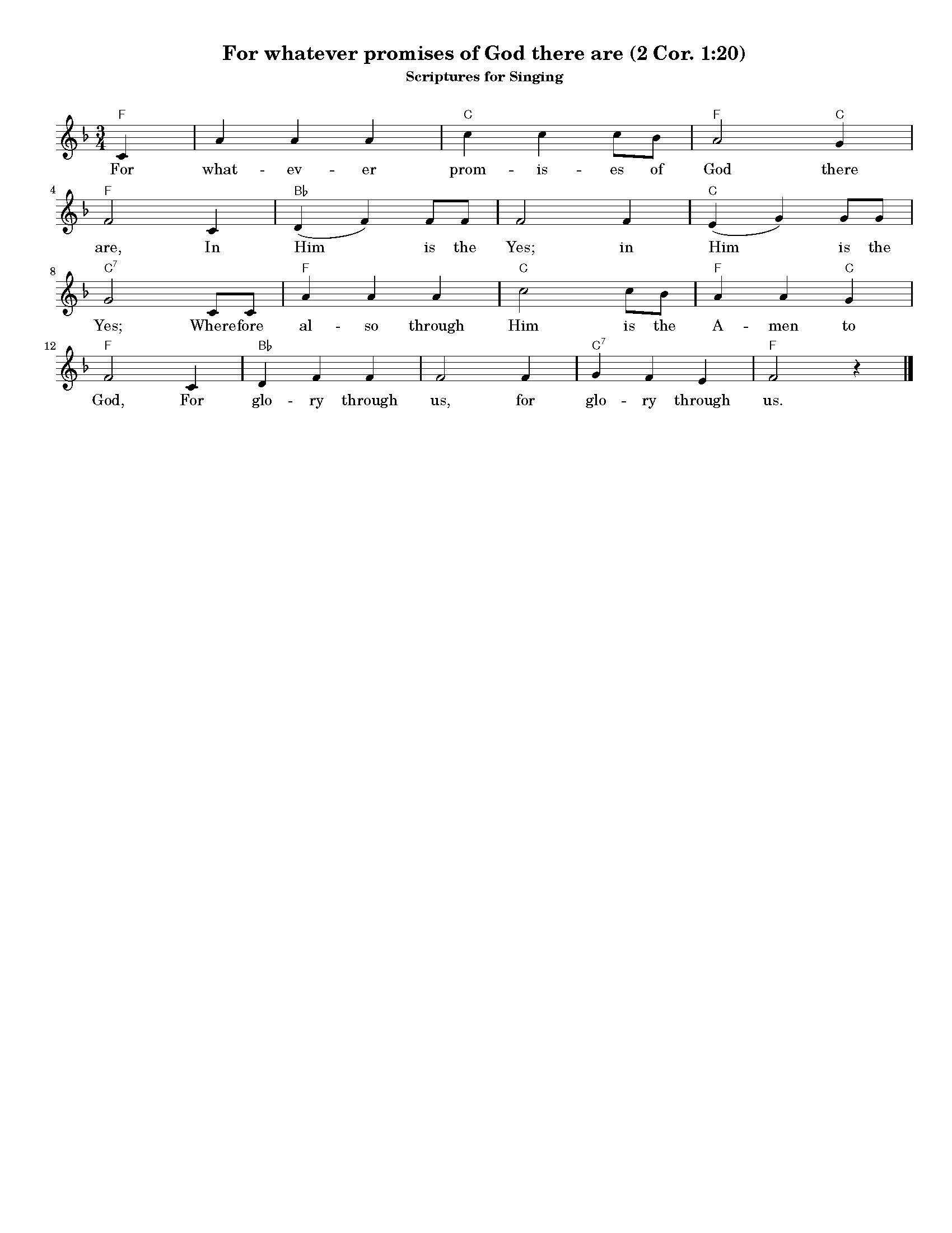 Hymn Sheet for All The Promises Of God In Him Are Yea