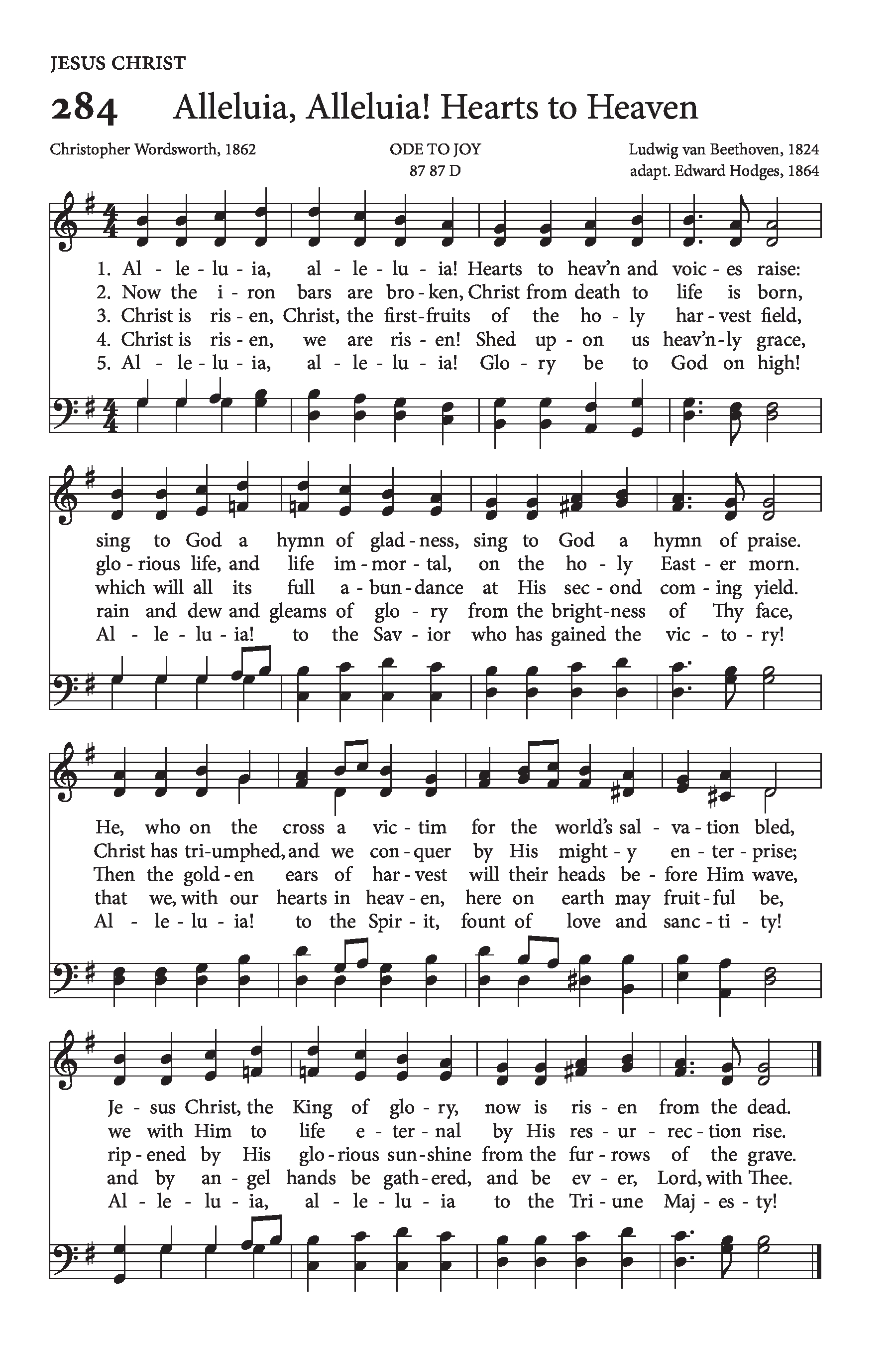 Hymn Sheet for Alleluia, Alleluia! Hearts to Heaven