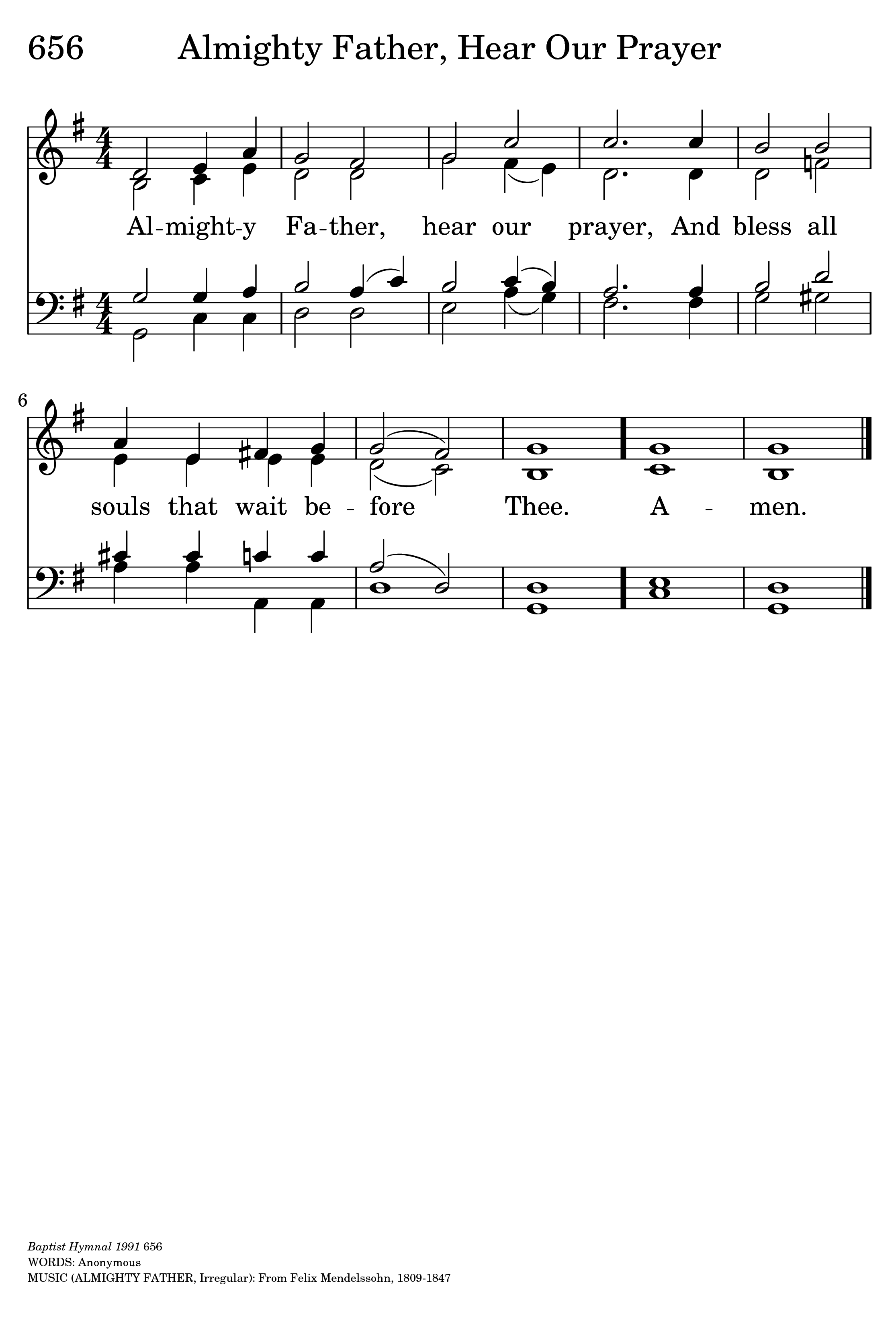 Hymn Sheet for Almighty Father, Hear Our Prayer