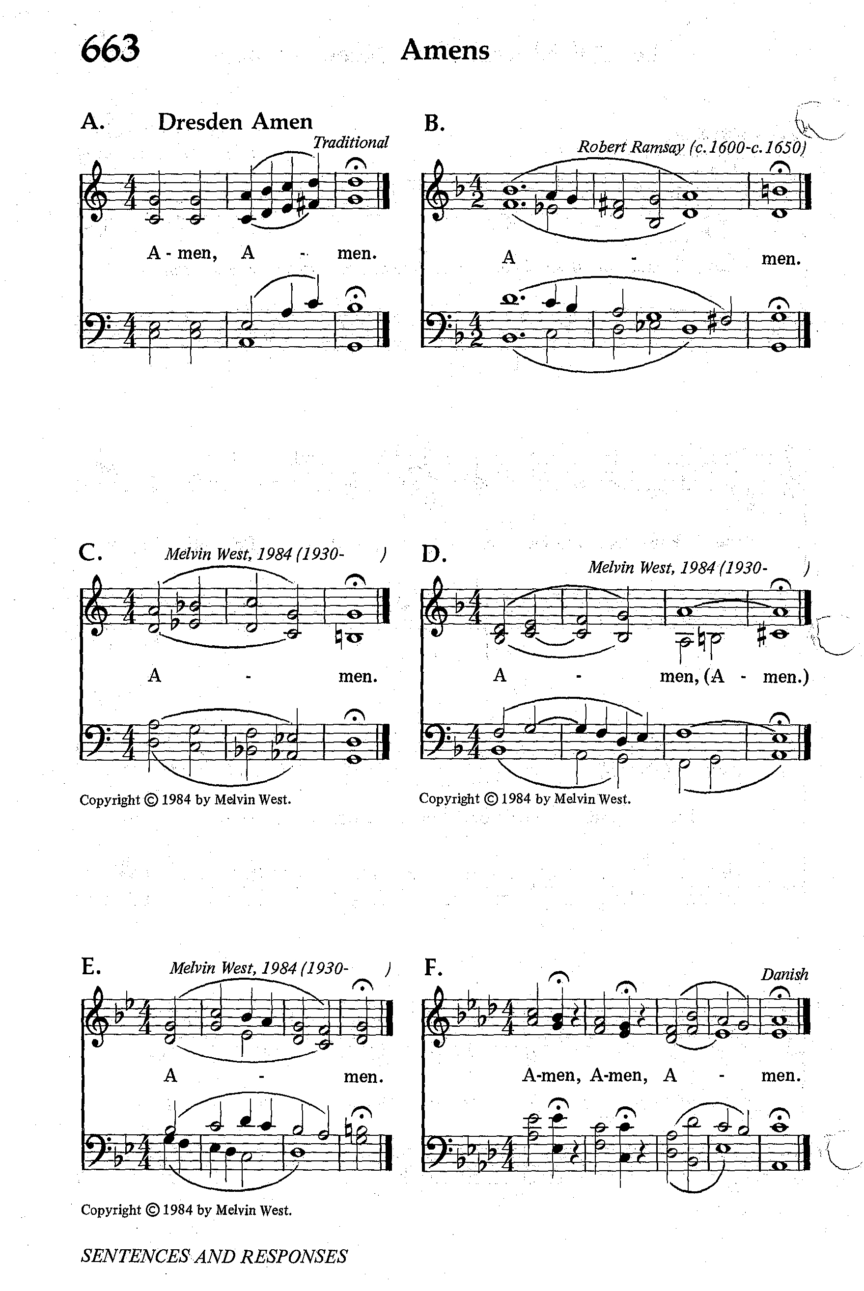 Hymn Sheet for [Amen] (West 23411)