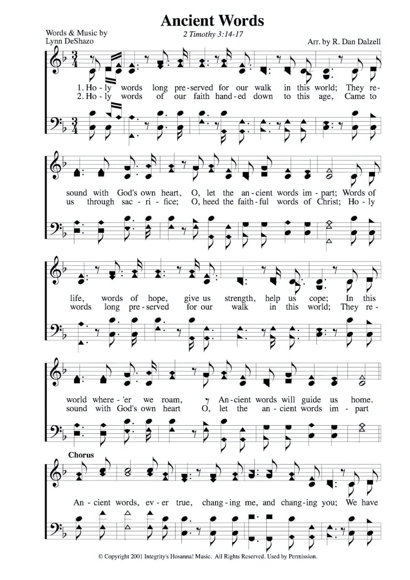 Hymn Sheet for Ancient Words