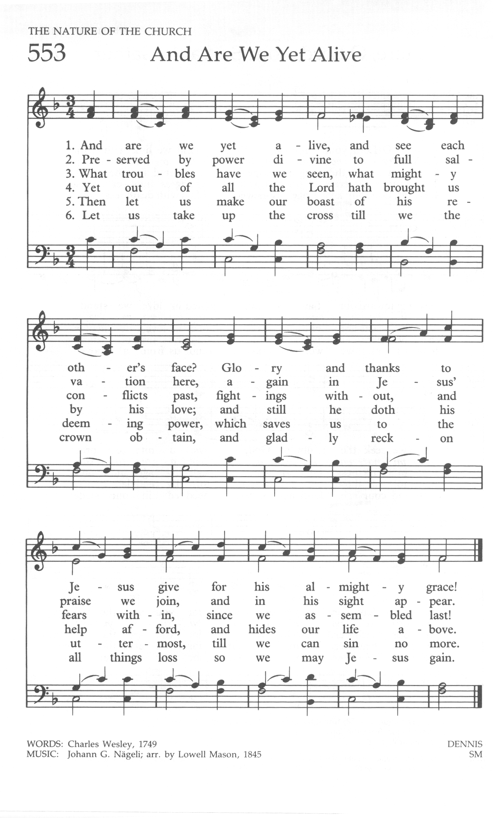 Hymn Sheet for And Are We Yet Alive
