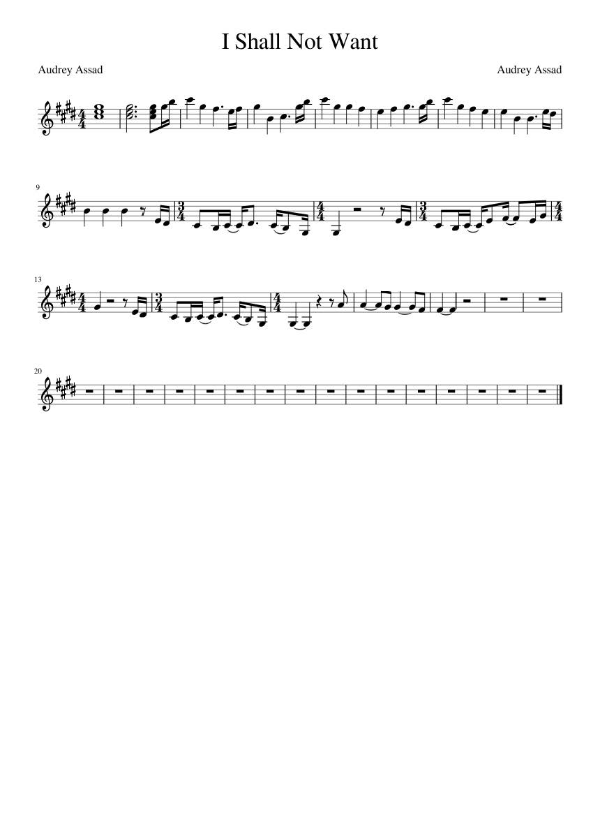 Hymn Sheet for Deliver Me O God, I Shall Not Want (Audrey Assad)