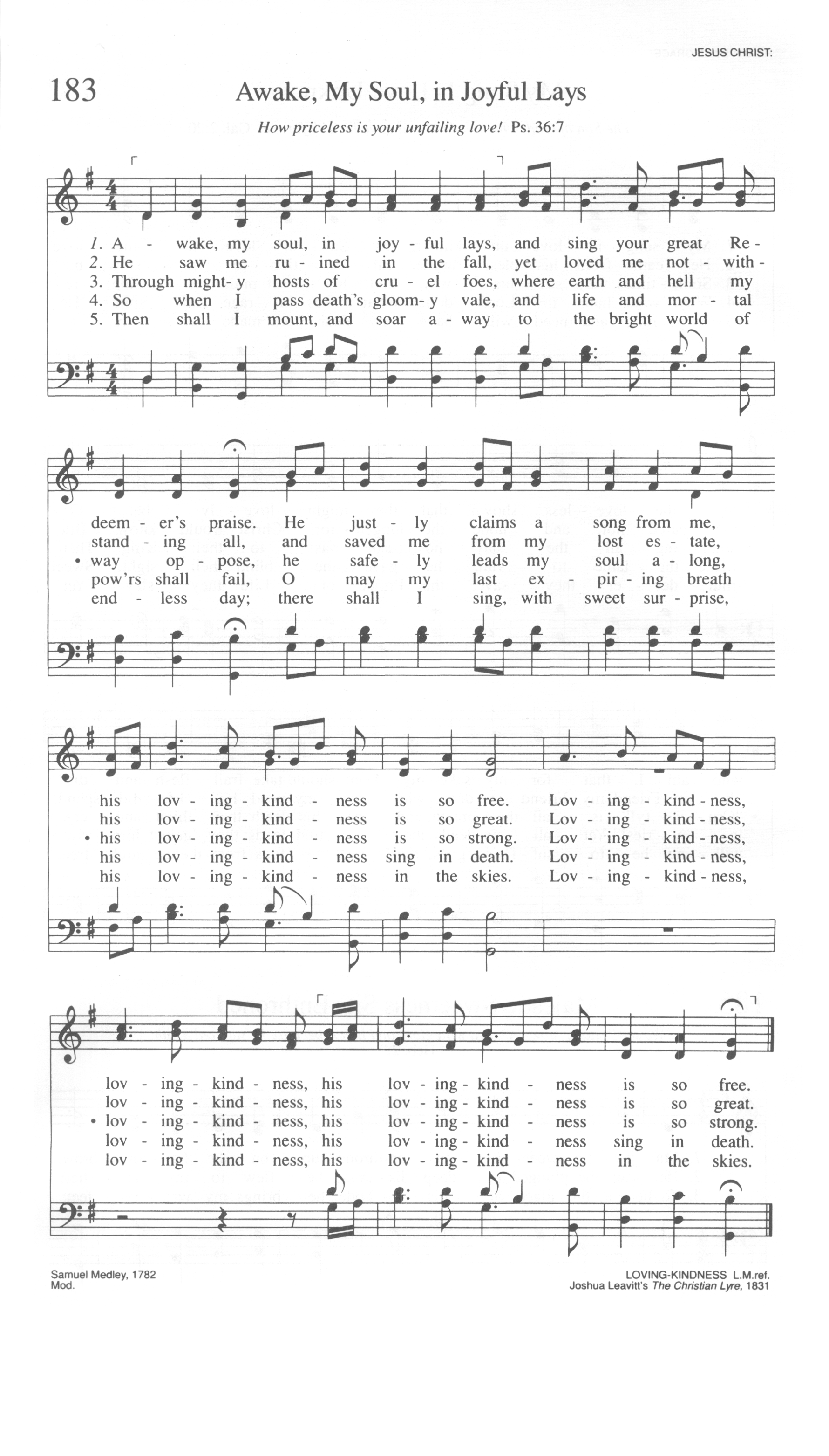 Hymn Sheet for Awake, my Soul, in Joyful Lays