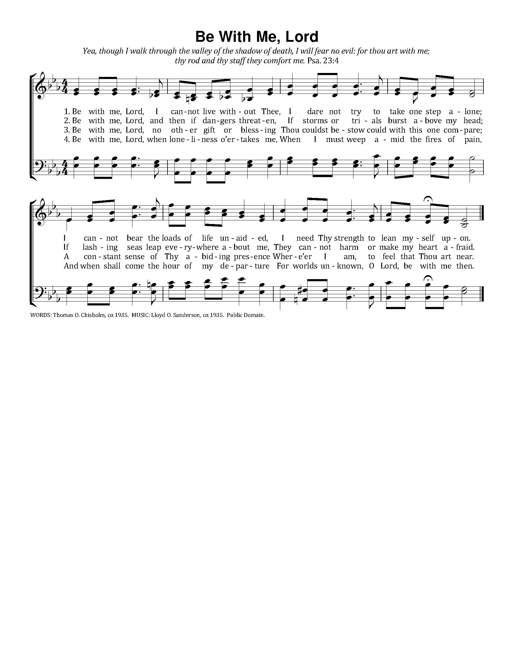 Hymn Sheet for Be With Me, Lord
