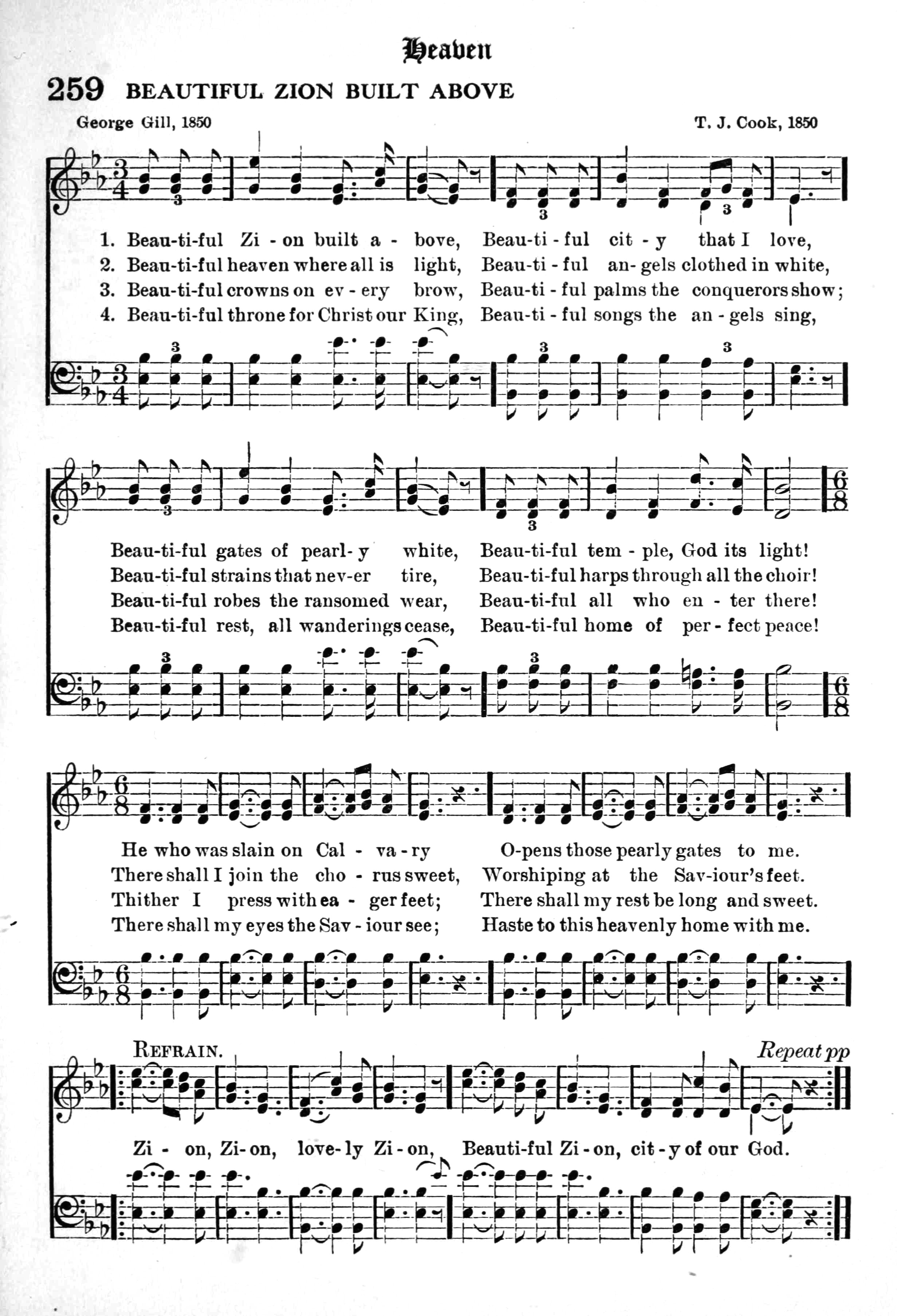 Hymn Sheet for Beautiful Zion