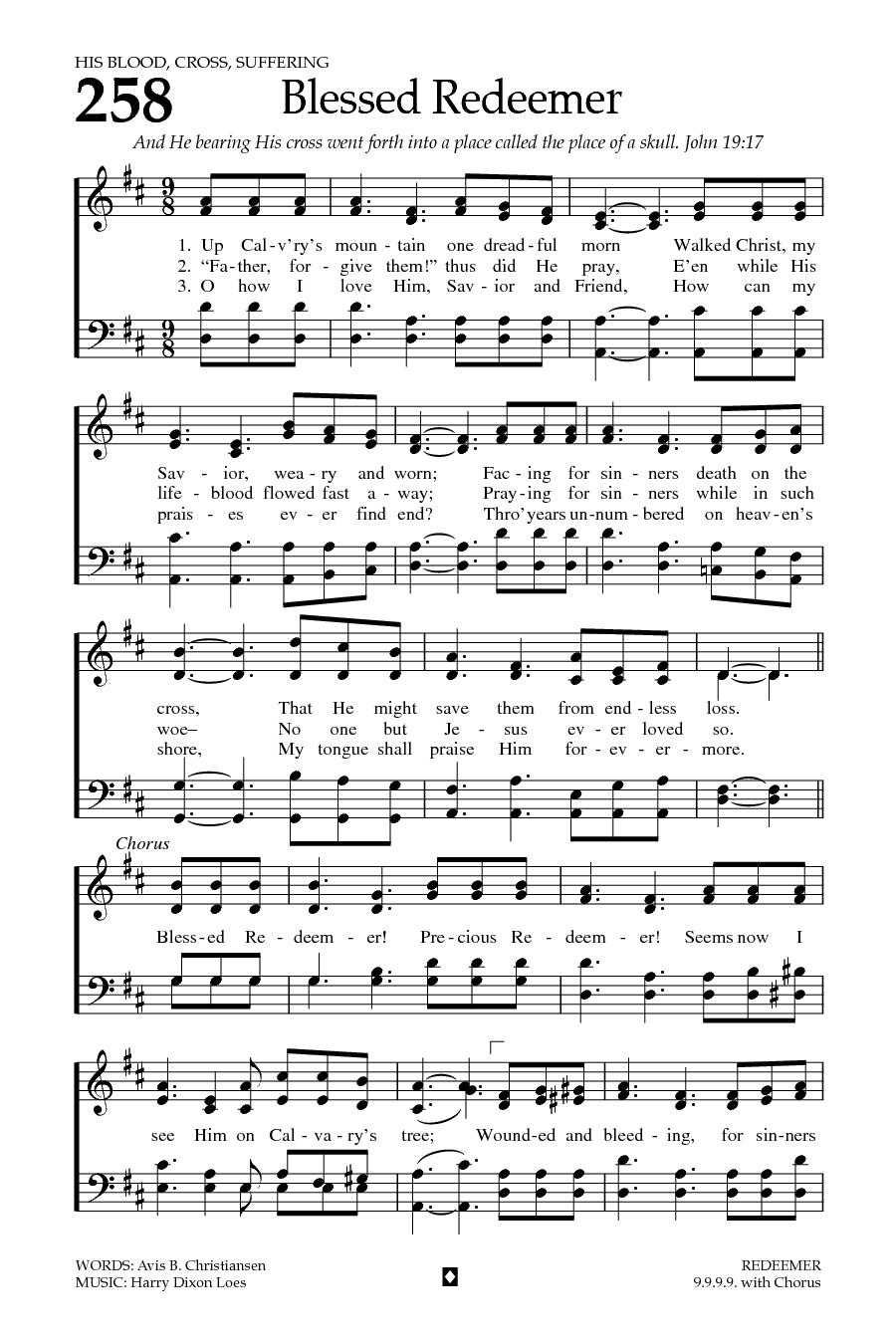 Hymn Sheet for Blessed Redeemer