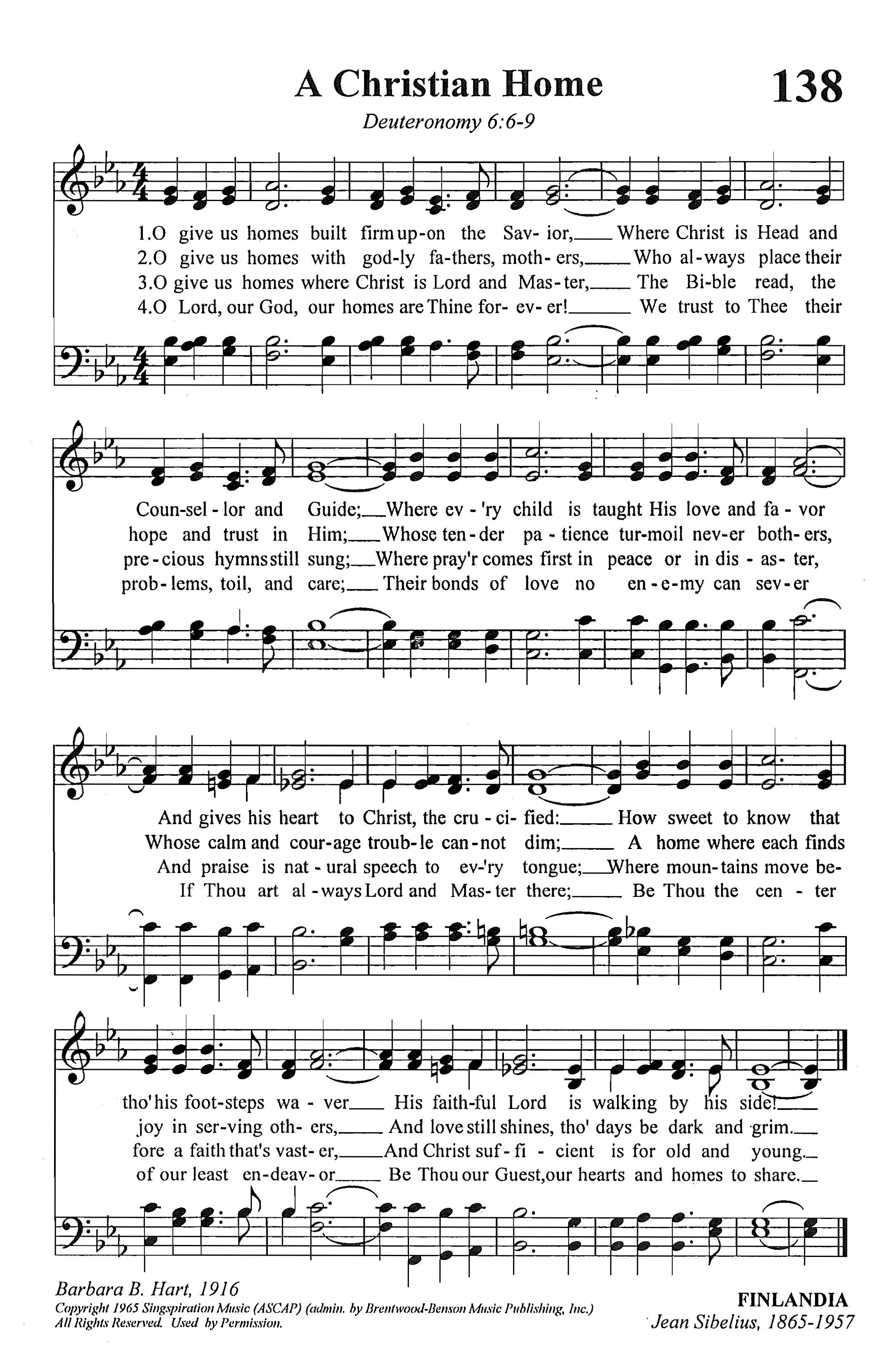 Hymn Sheet for A Christian Home