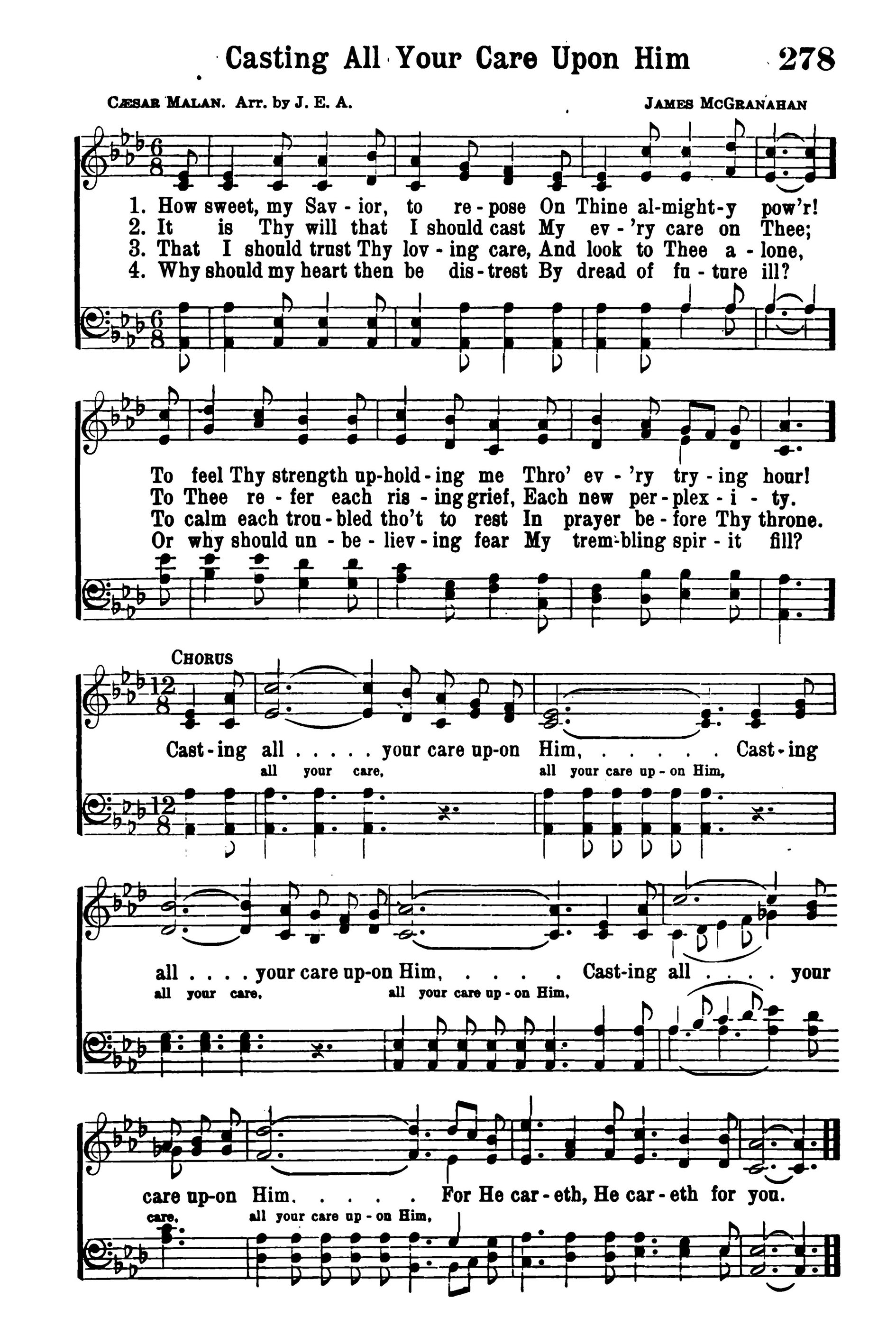 Hymn Sheet for Casting All Your Care Upon Him
