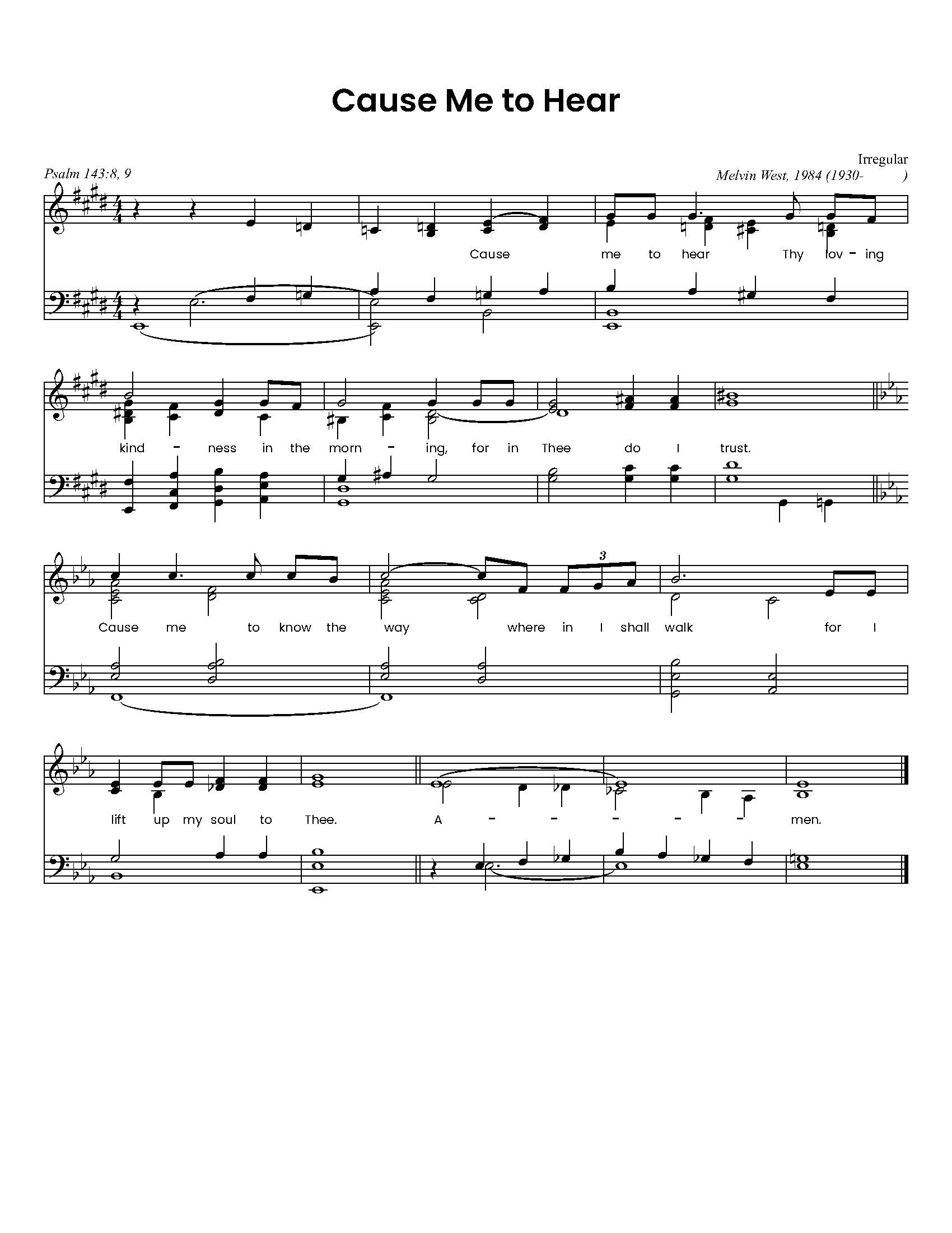 Hymn Sheet for Cause Me to Hear Thy Loving Kindness
