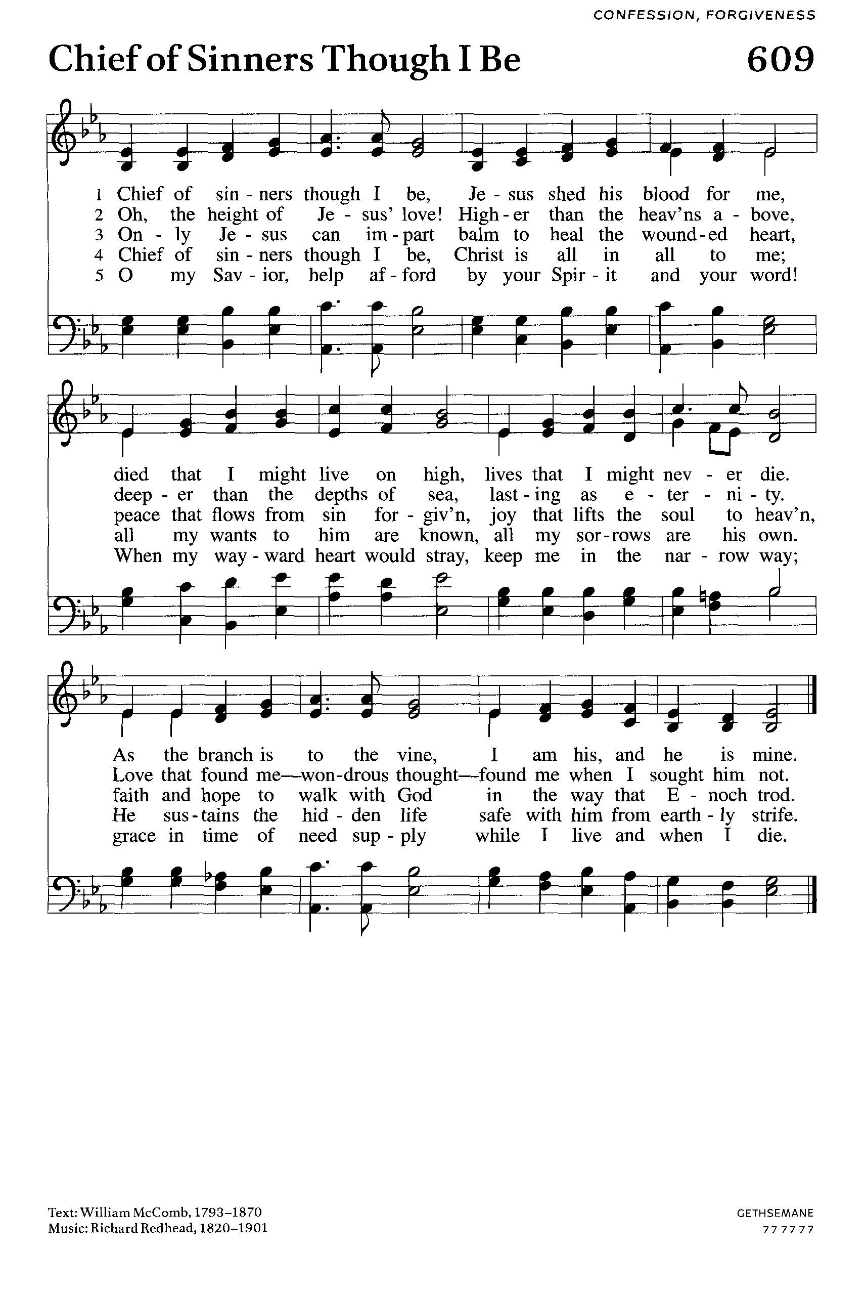 Hymn Sheet for Chief of Sinners Though I Be