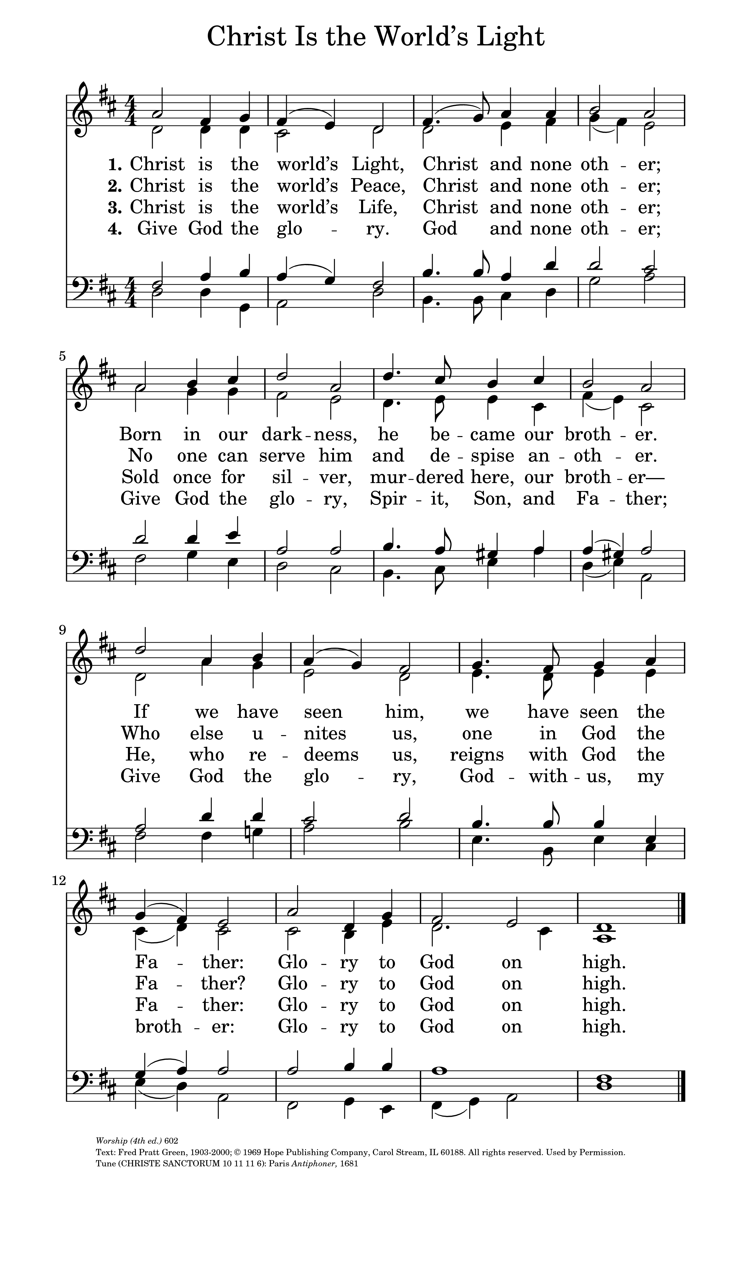 Hymn Sheet for Christ Is the World's Light