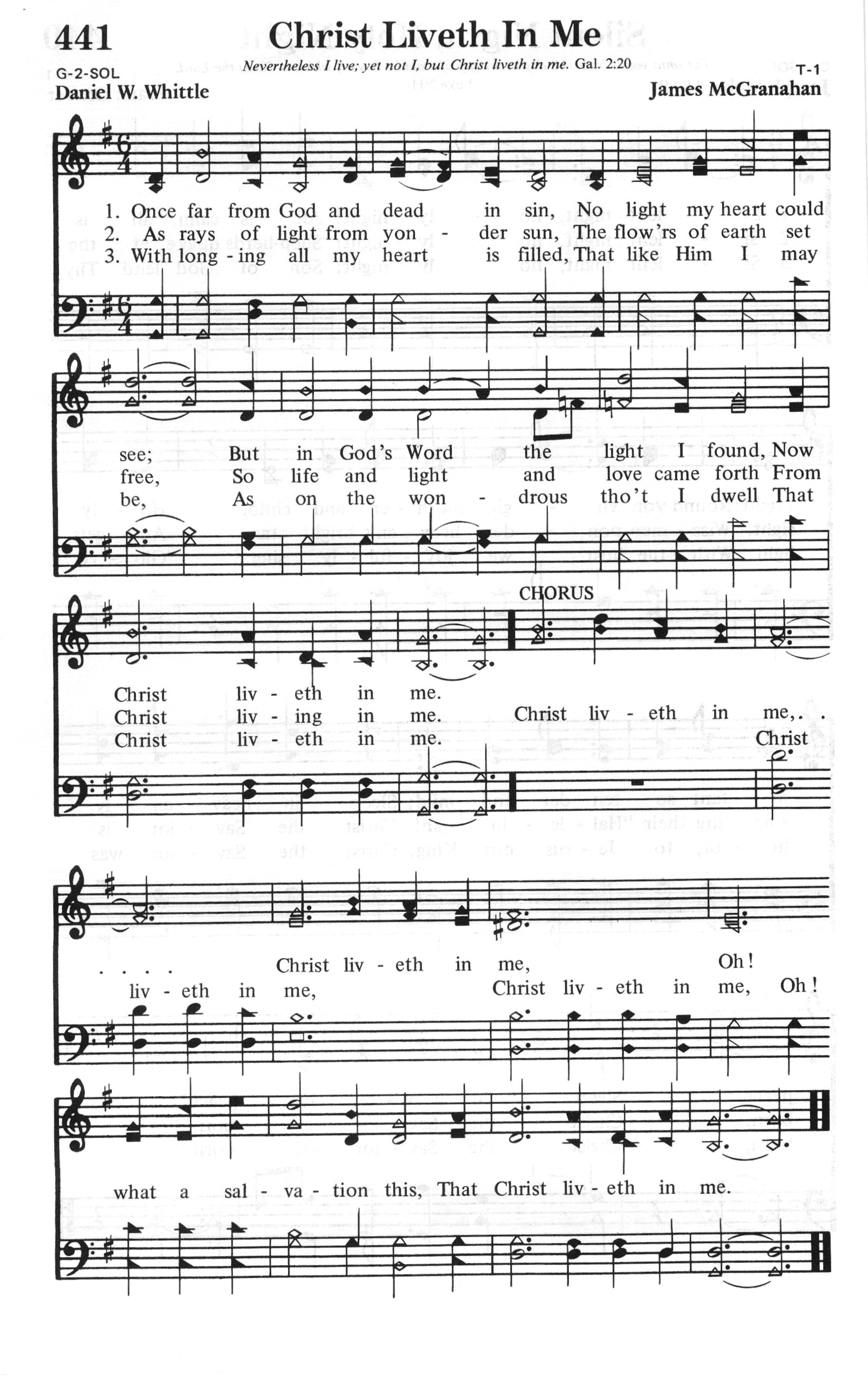 Hymn Sheet for Christ Liveth in Me