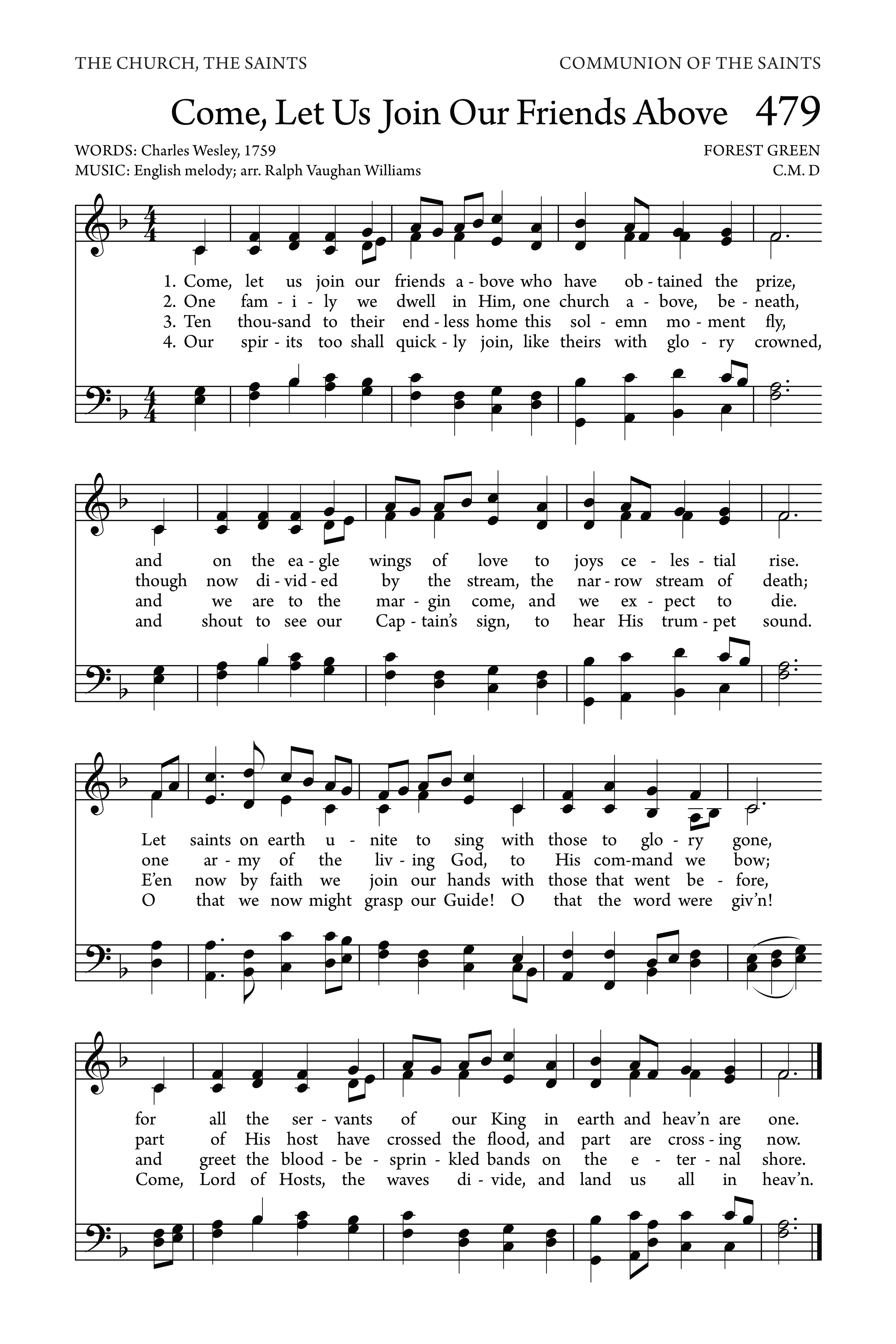 Hymn Sheet for Come, Let Us Join Our Friends Above