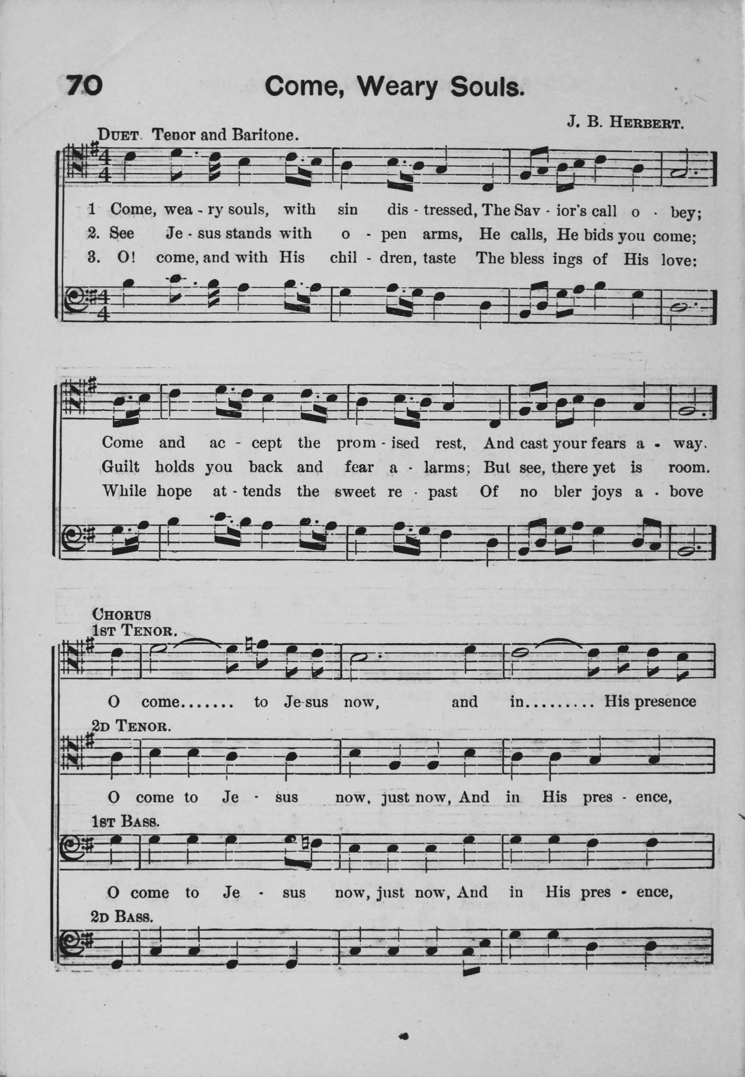 Hymn Sheet for Come Weary Souls, With Sin Distressed