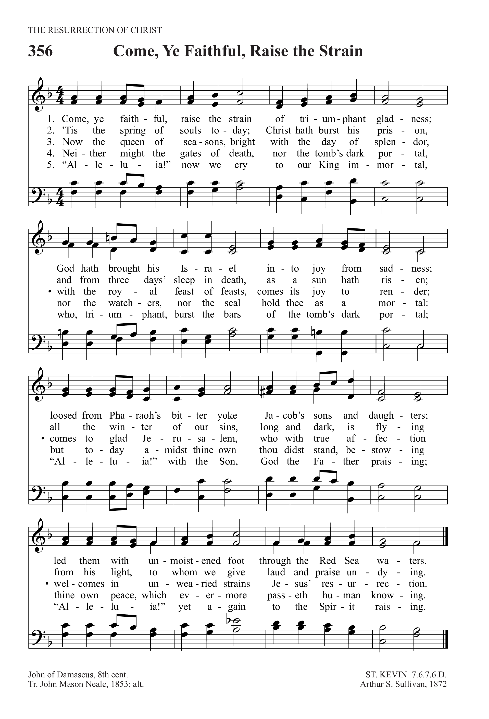 Hymn Sheet for Come, Ye Faithful, Raise The Strain