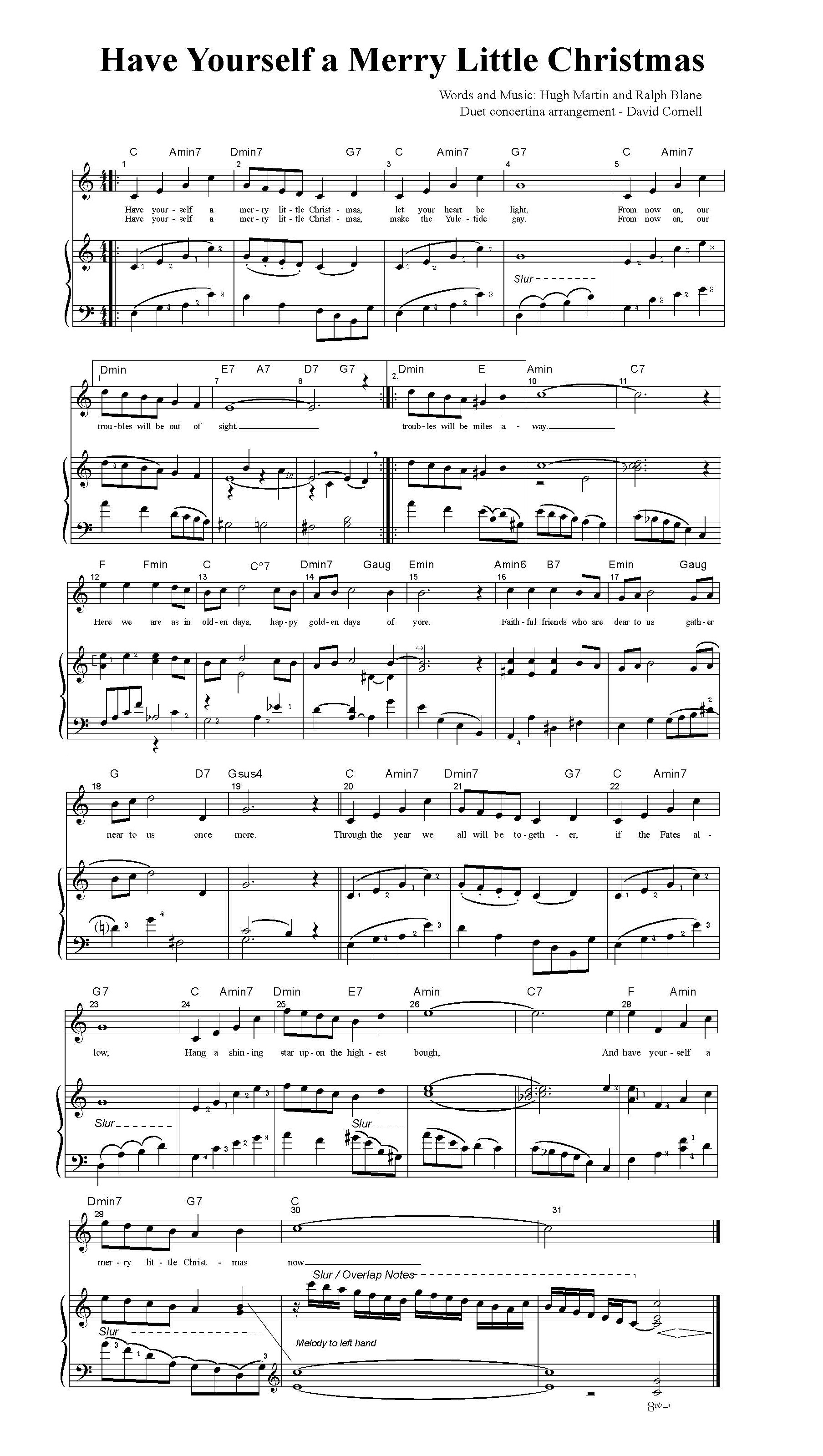 Hymn Sheet for Have Yourself a Merry Little Christmas