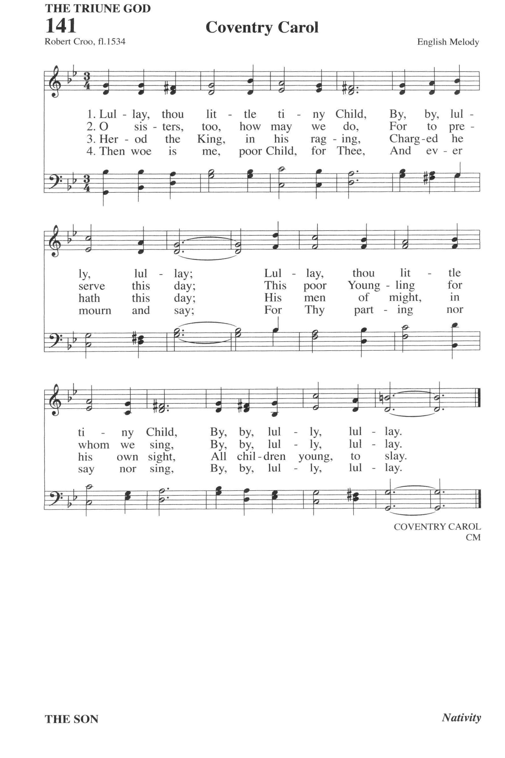 Hymn Sheet for Coventry Carol