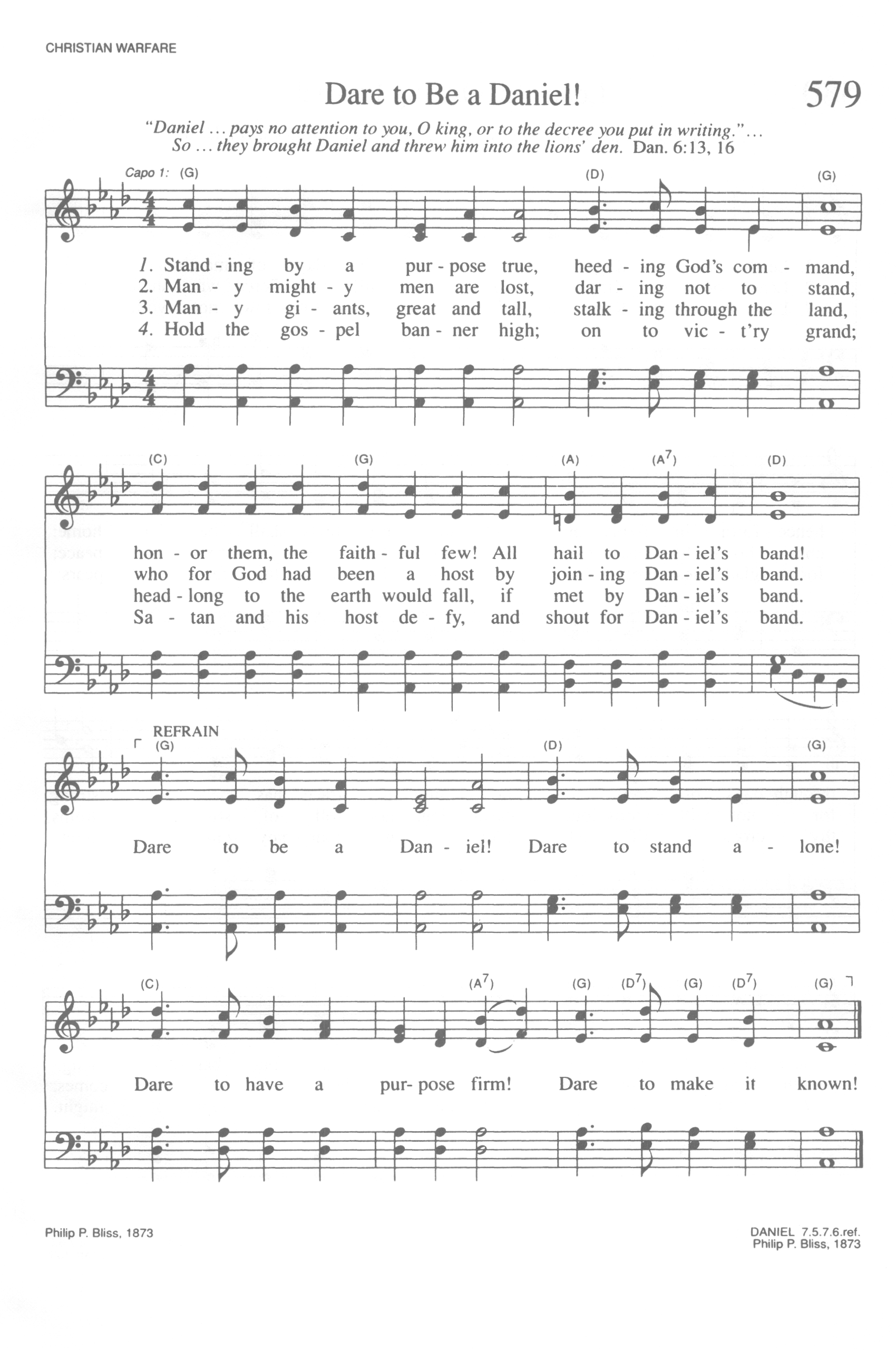 Hymn Sheet for Dare to Be Daniel