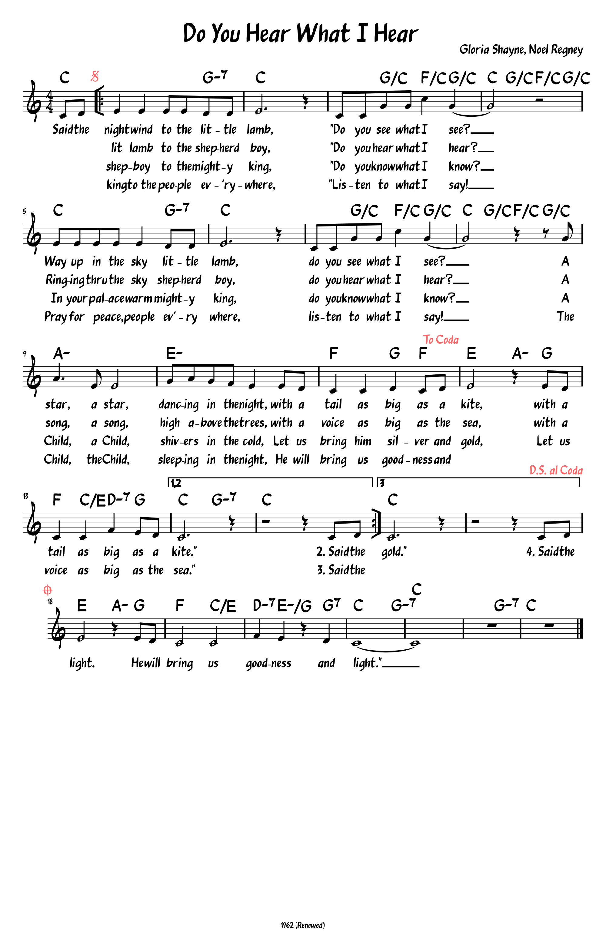 Hymn Sheet for Do You Hear What I Hear?