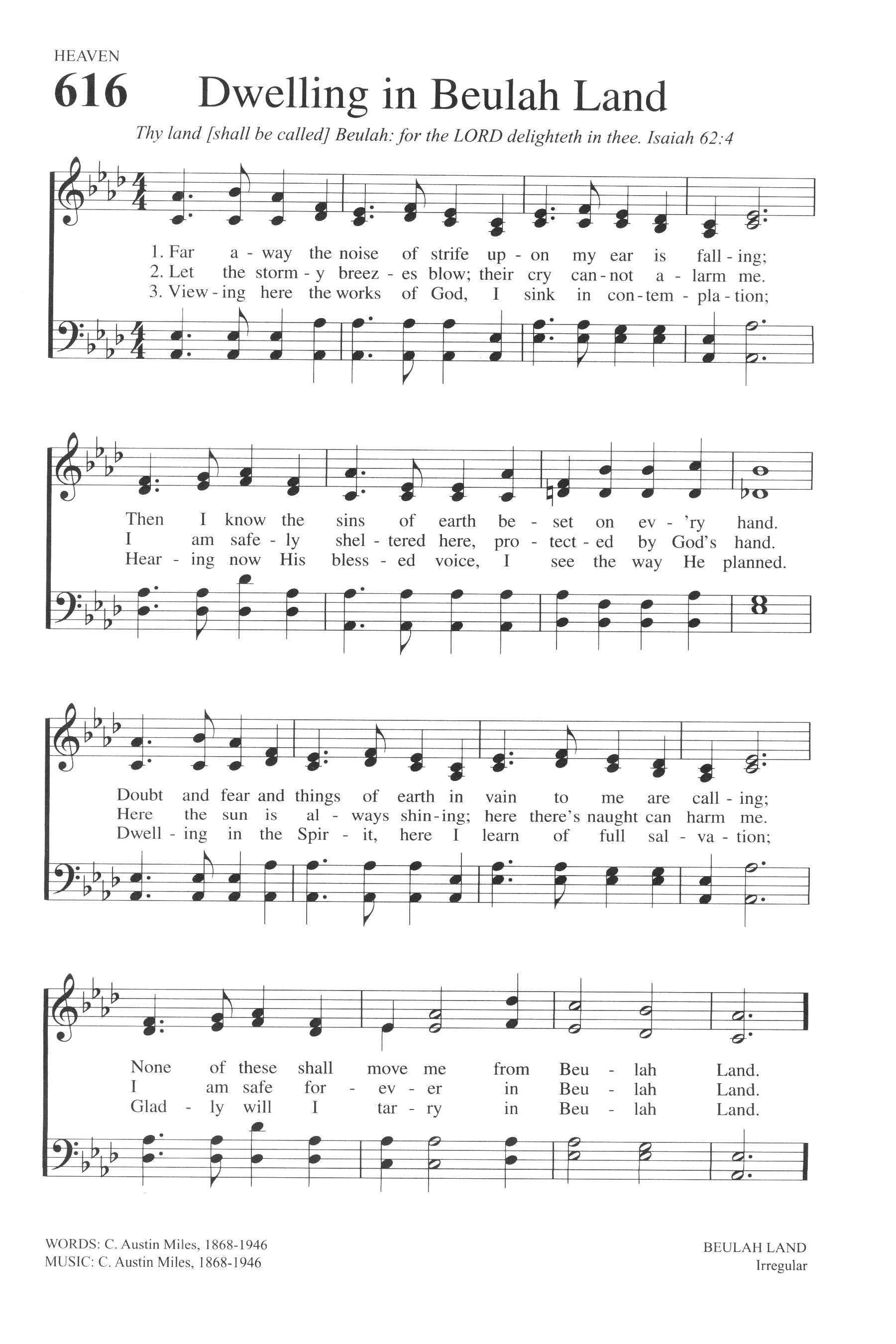 Hymn Sheet for Dwelling in Beulah Land