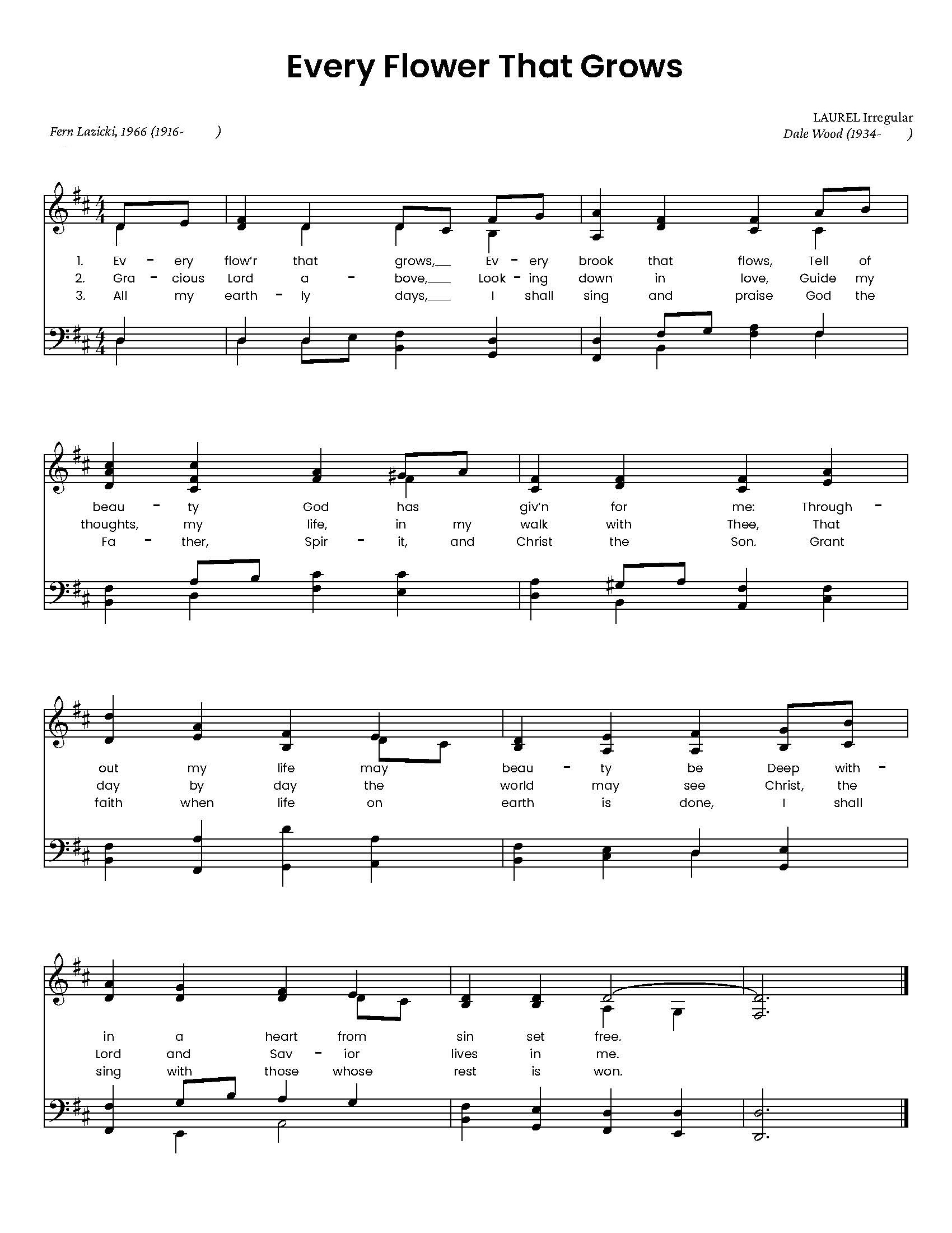 Hymn Sheet for Every Flower That Grows