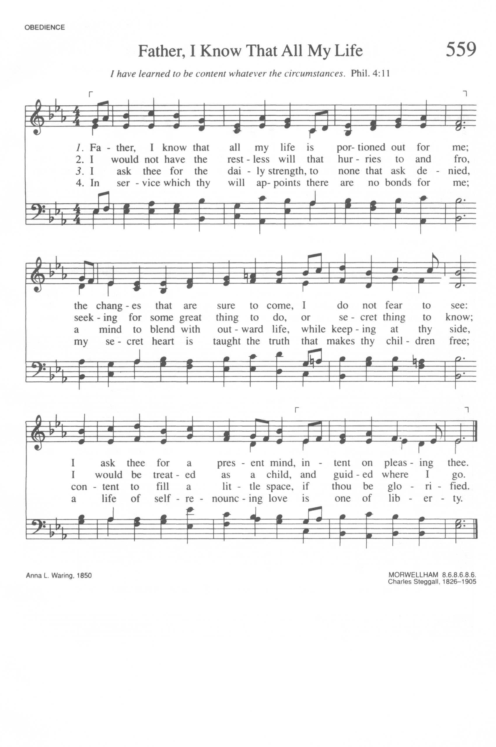 Hymn Sheet for Father, I know that all my life