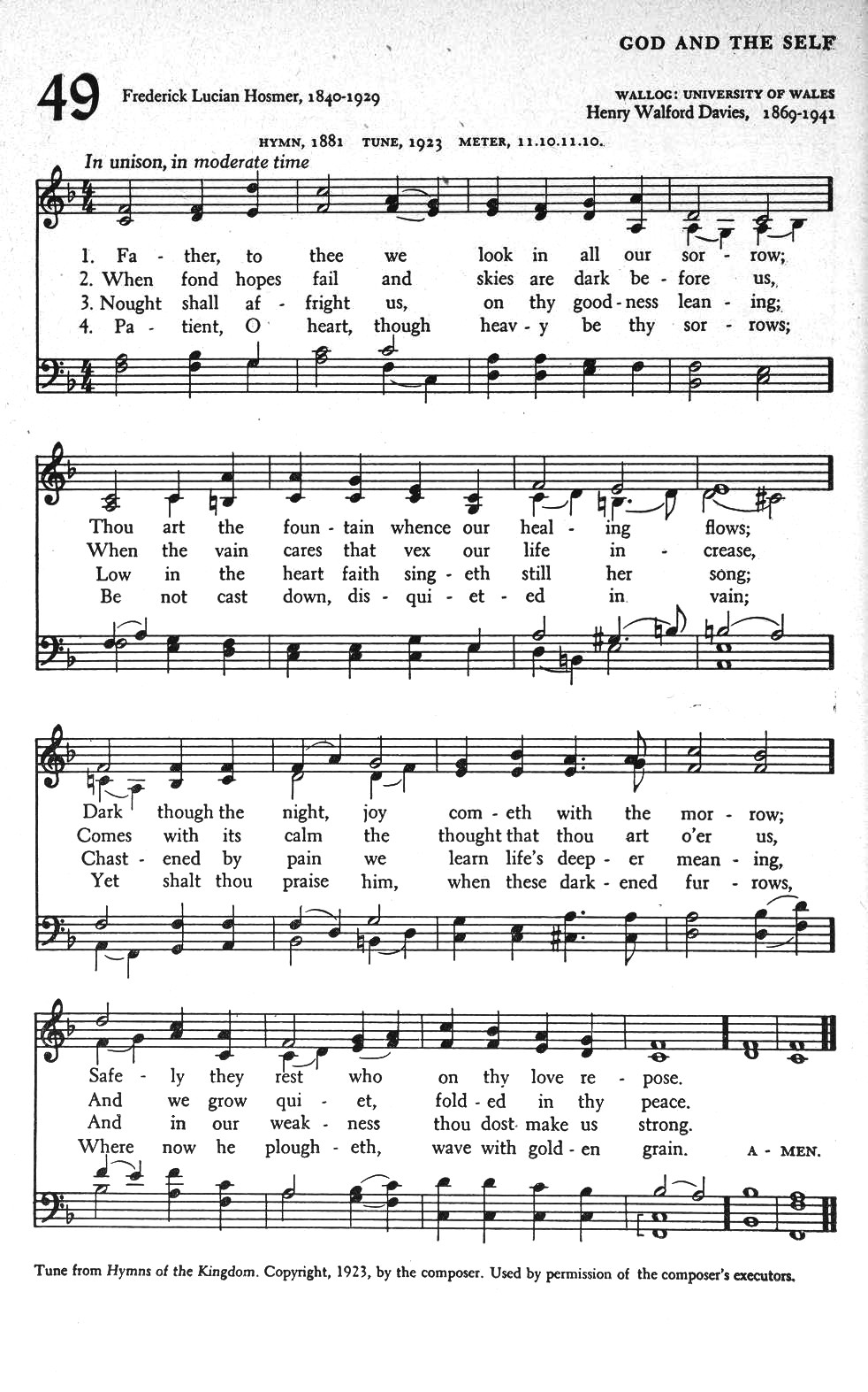 Hymn Sheet for Father, to Thee We Look in All Our Sorrow