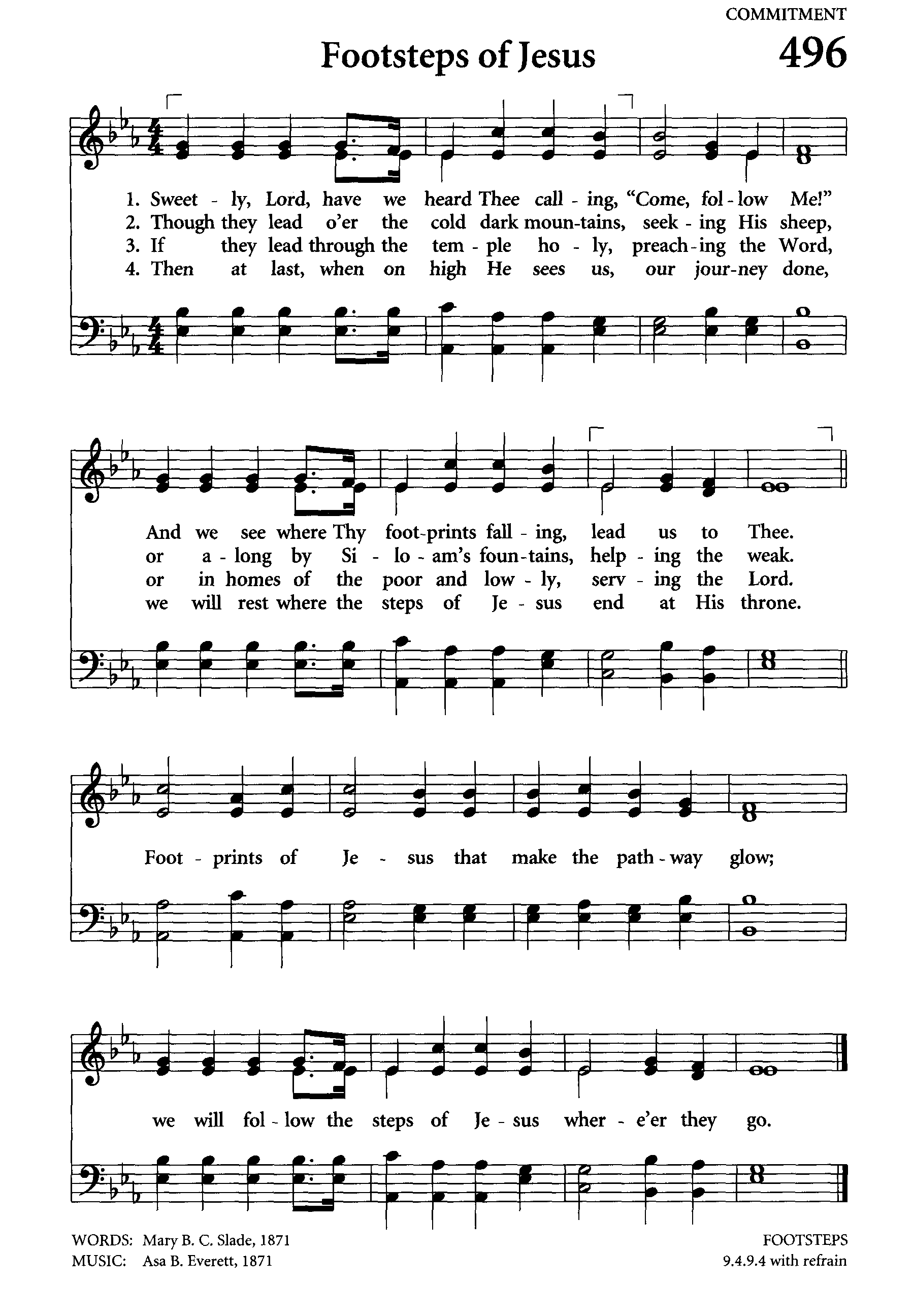 Hymn Sheet for Footsteps of Jesus