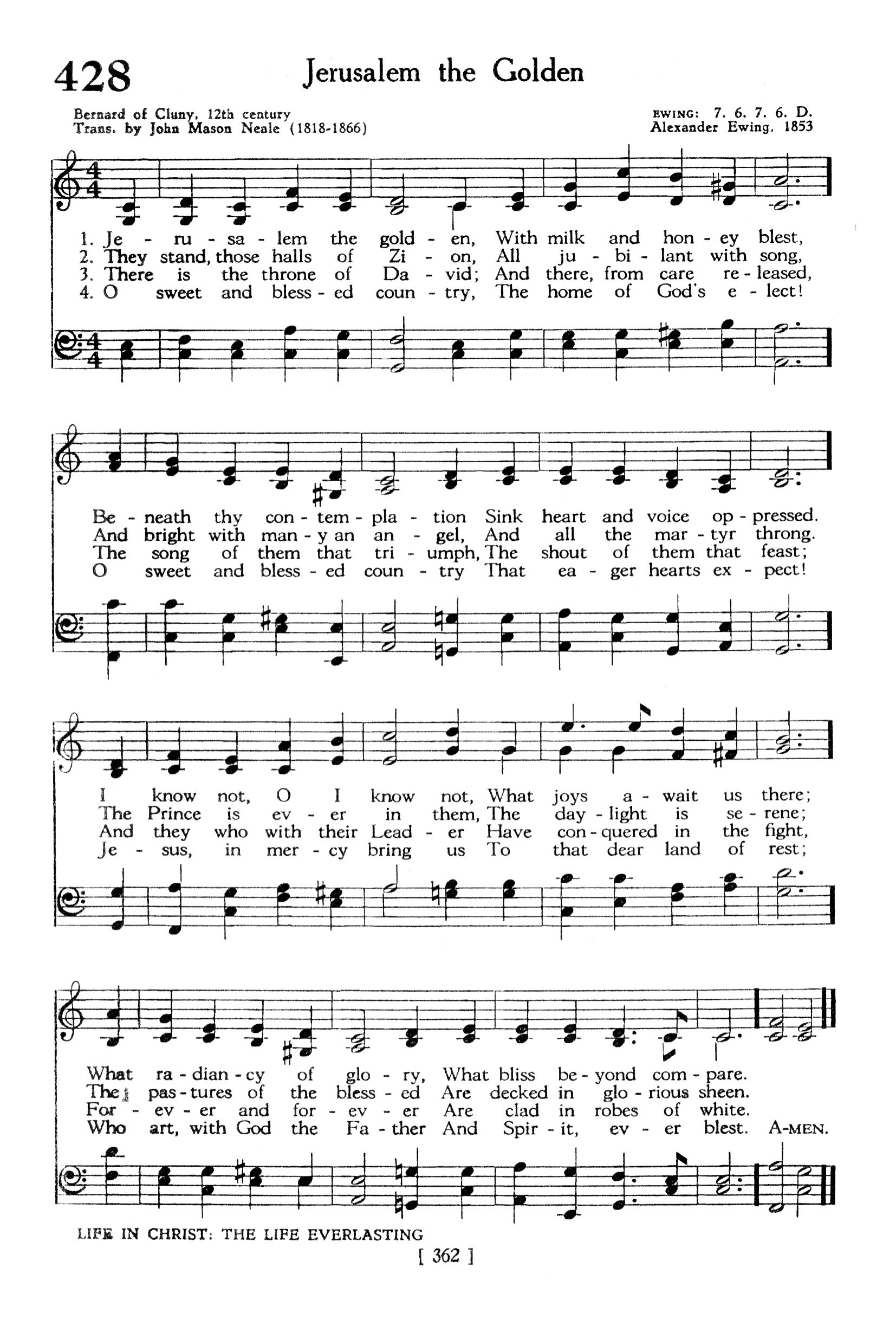Hymn Sheet for For Thee, O Dear, Dear Country