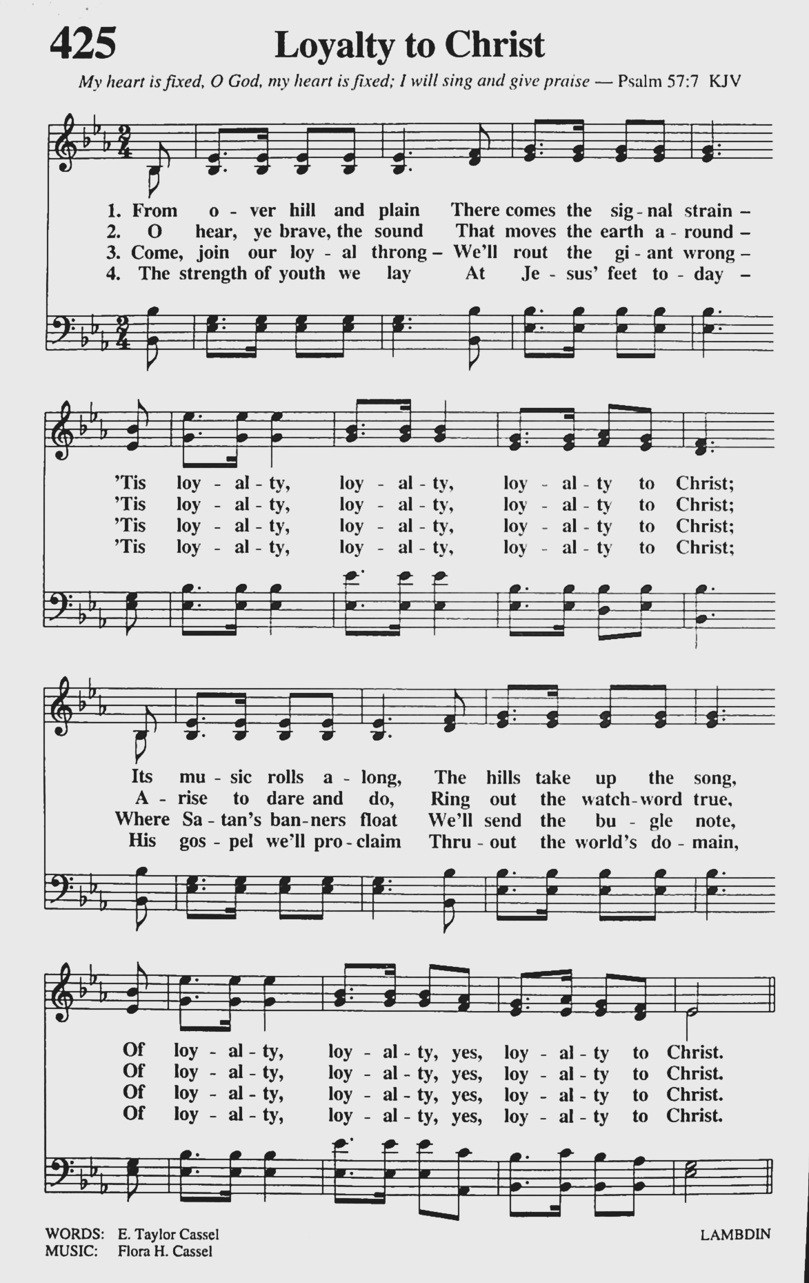 Hymn Sheet for Loyalty to Christ