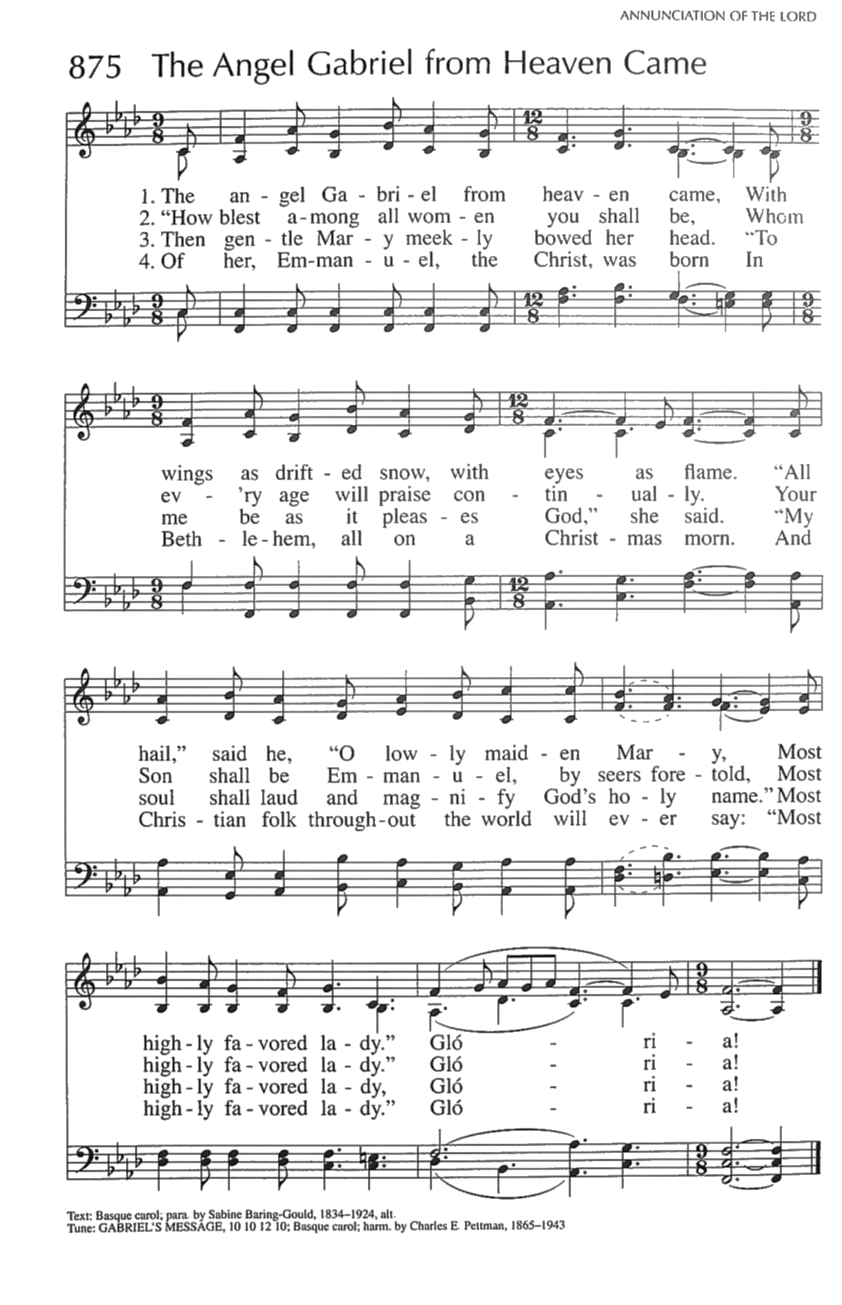 Hymn Sheet for Gabriel's Message