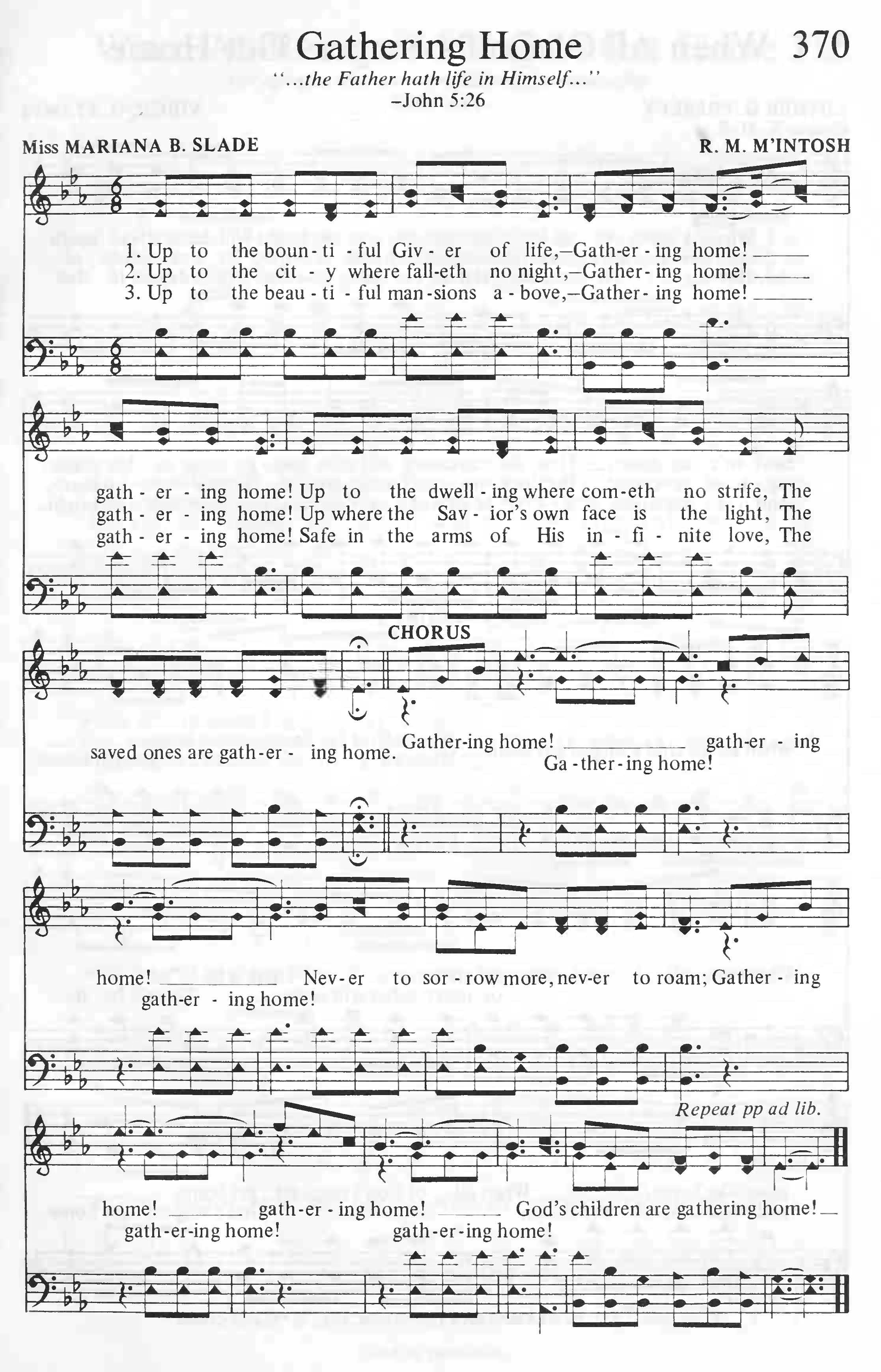 Hymn Sheet for Gathering Home
