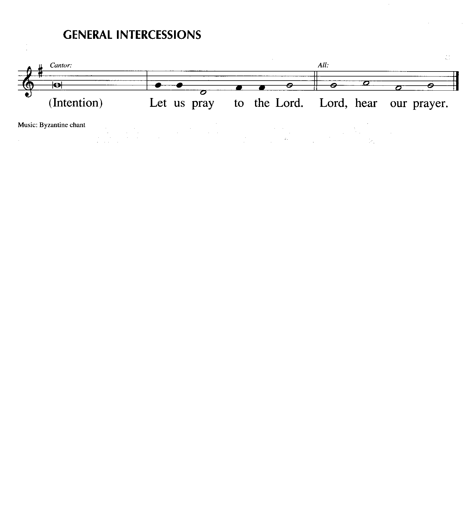 Hymn Sheet for General Intercessions
