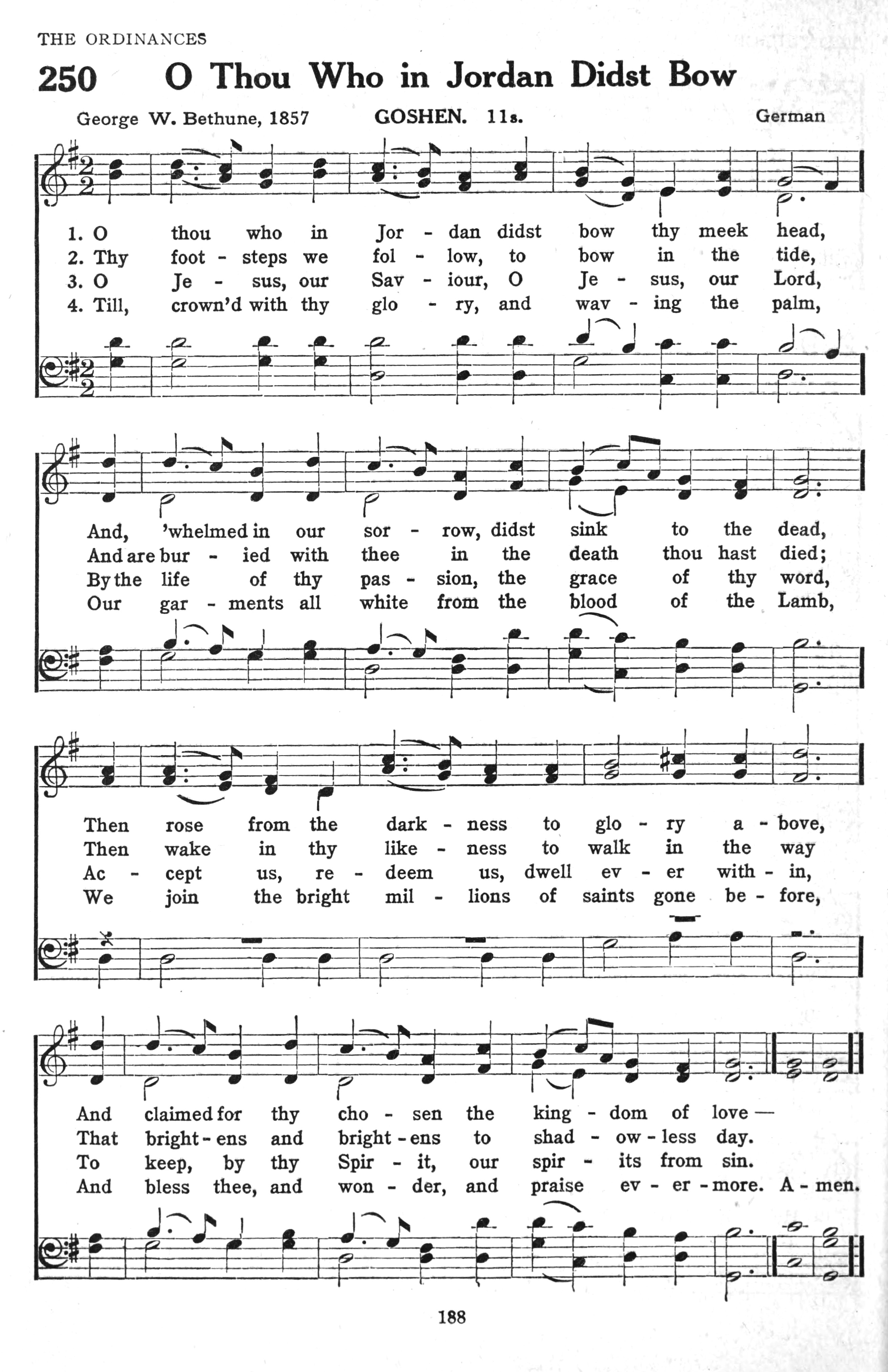 Hymn Sheet for O Thou Who in Jordan Didst Bow Thy Meek Head
