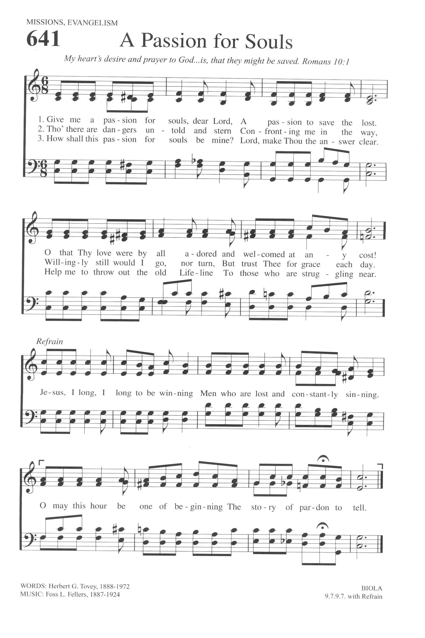 Hymn Sheet for A Passion for Souls