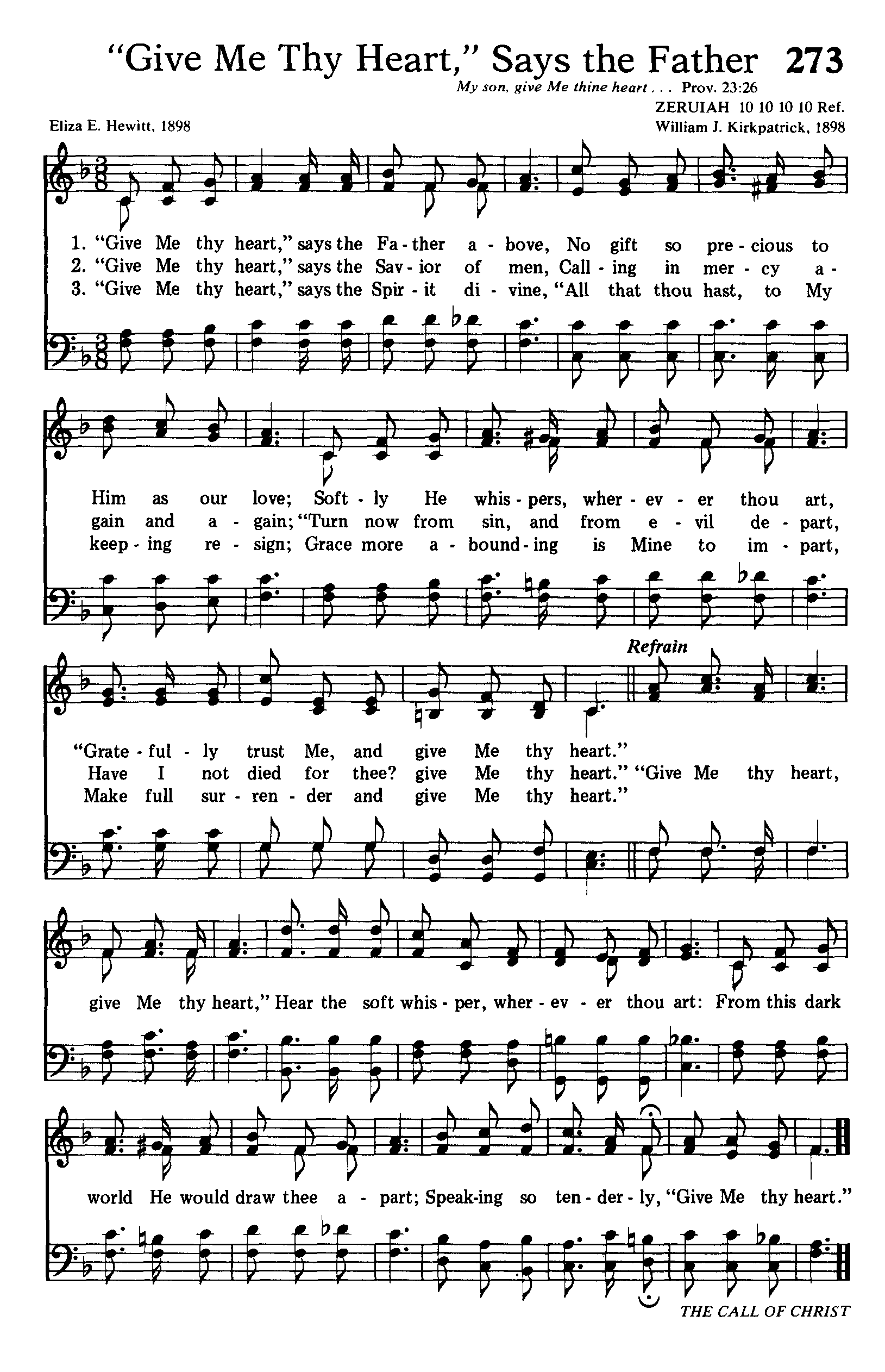 Hymn Sheet for Give Me Thy Heart