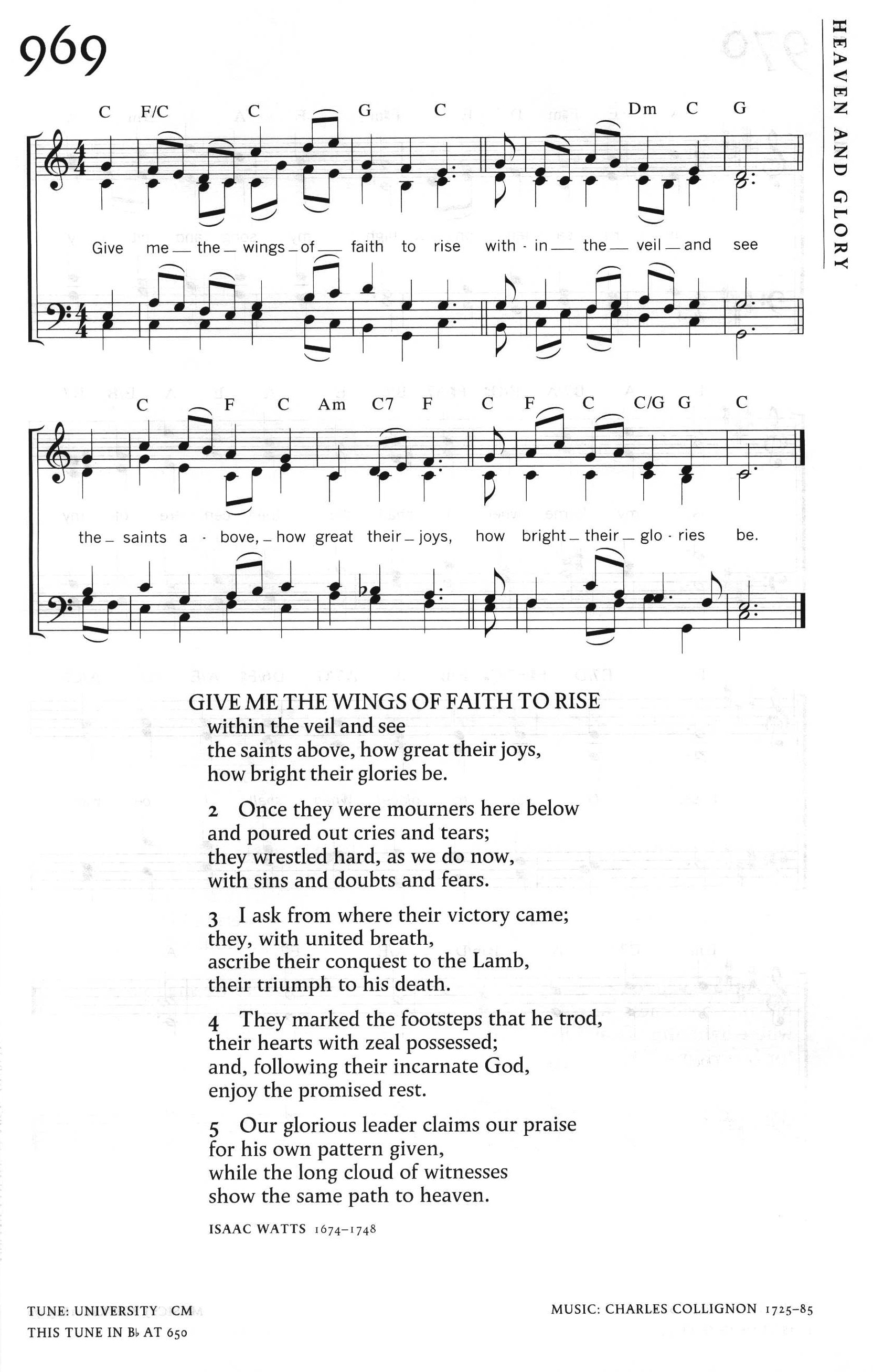 Hymn Sheet for Give Me the Wings of Faith to Rise