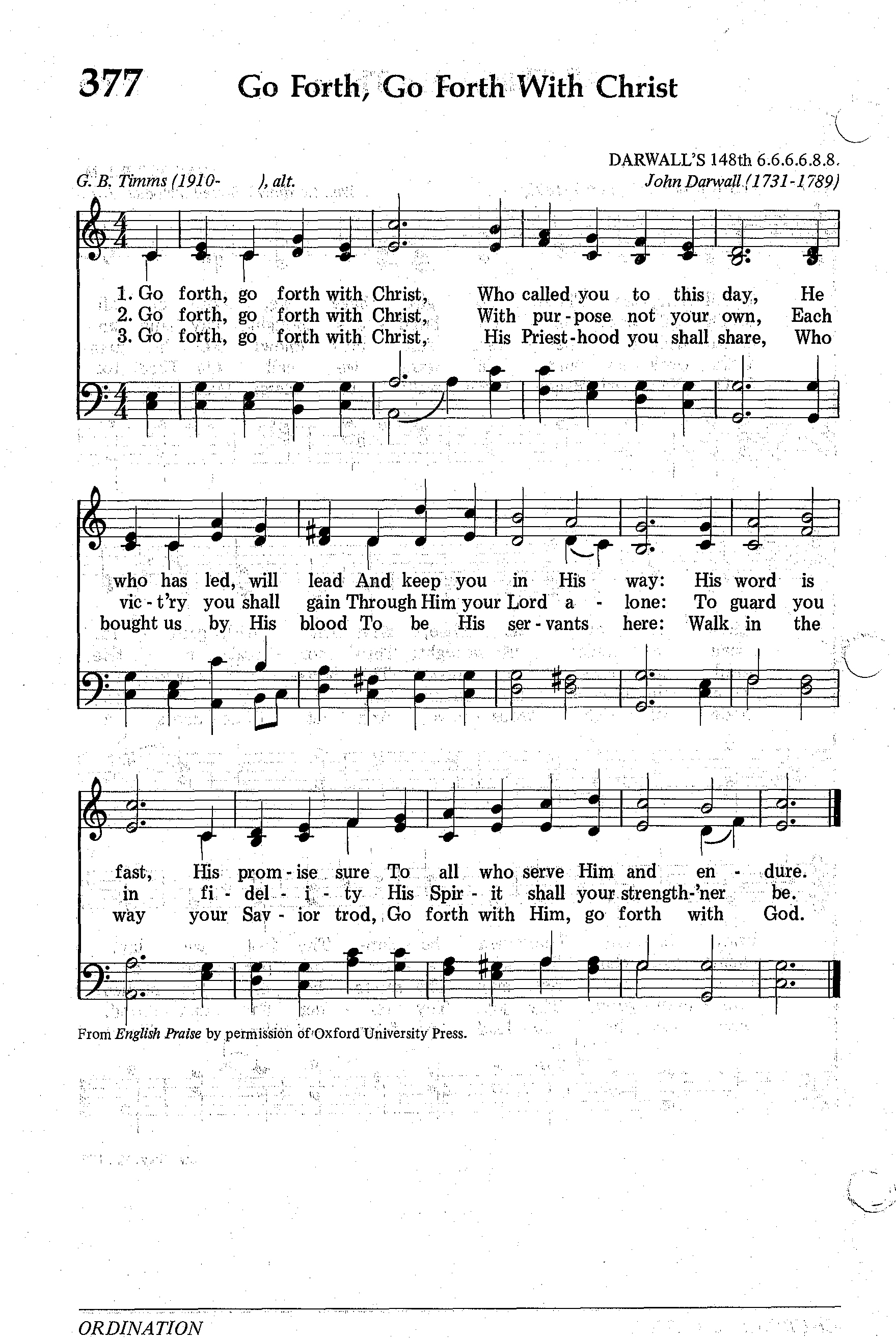 Hymn Sheet for Go Forth, Go Forth With Christ