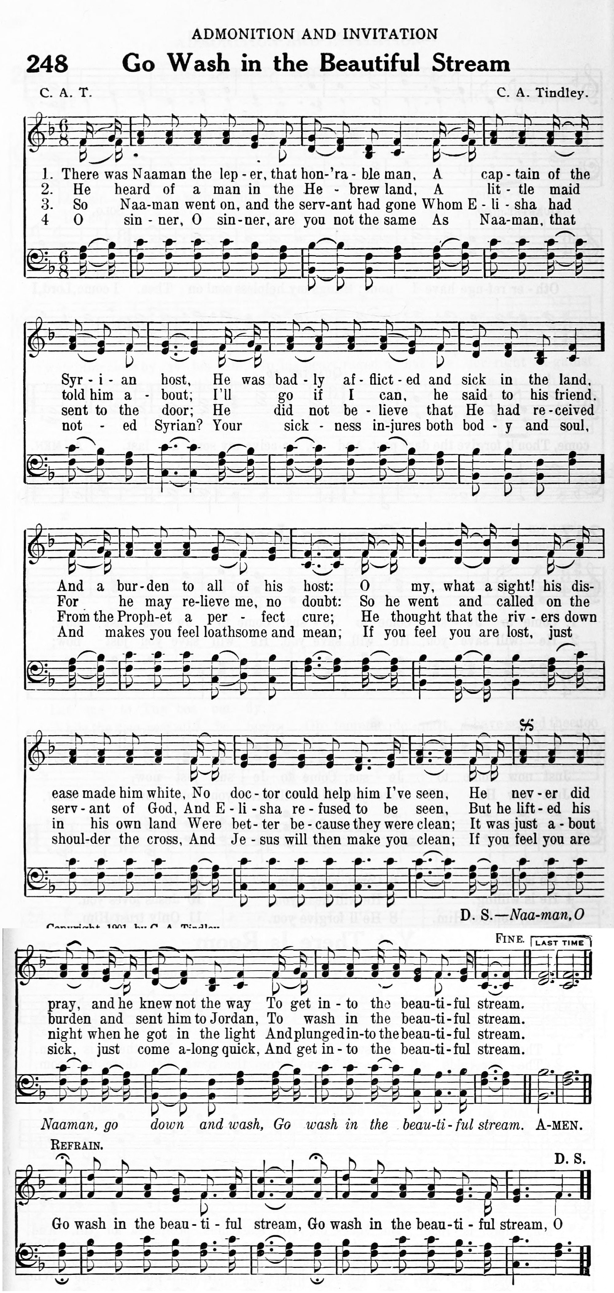 Hymn Sheet for Go Wash in the Beautiful Stream